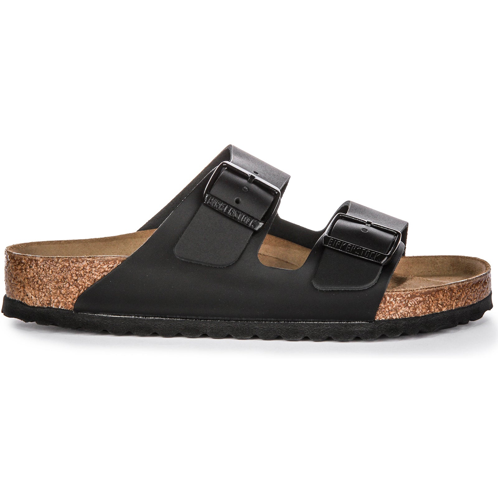 Birkenstock Arizona Leather Women's Slides Black Sandals#color_black