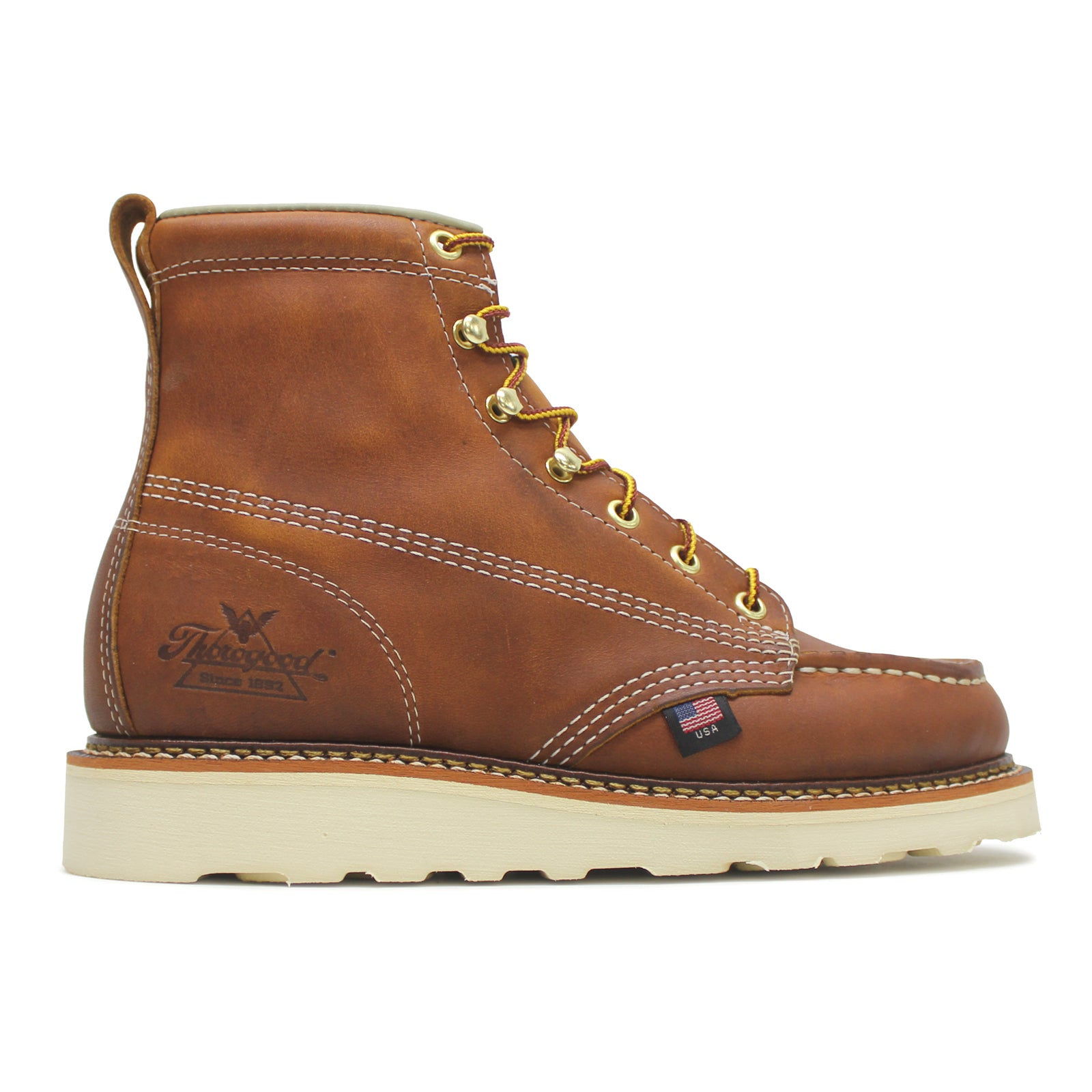Thorogood American Heritage 6 Inch Wedge Men's Leather Safety Toe Boots#color_tobacco