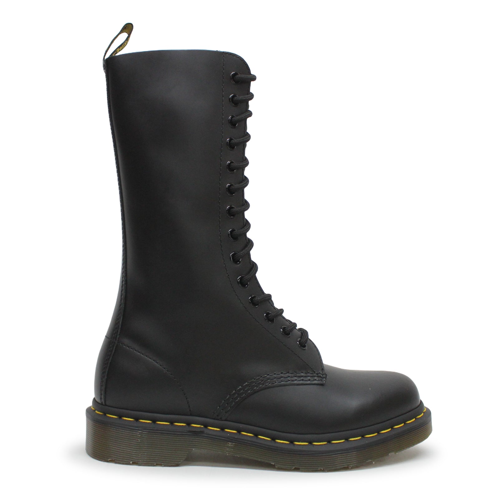 Dr. Martens 1914 14-Eyelet Leather Unisex Calf Length Black Boots