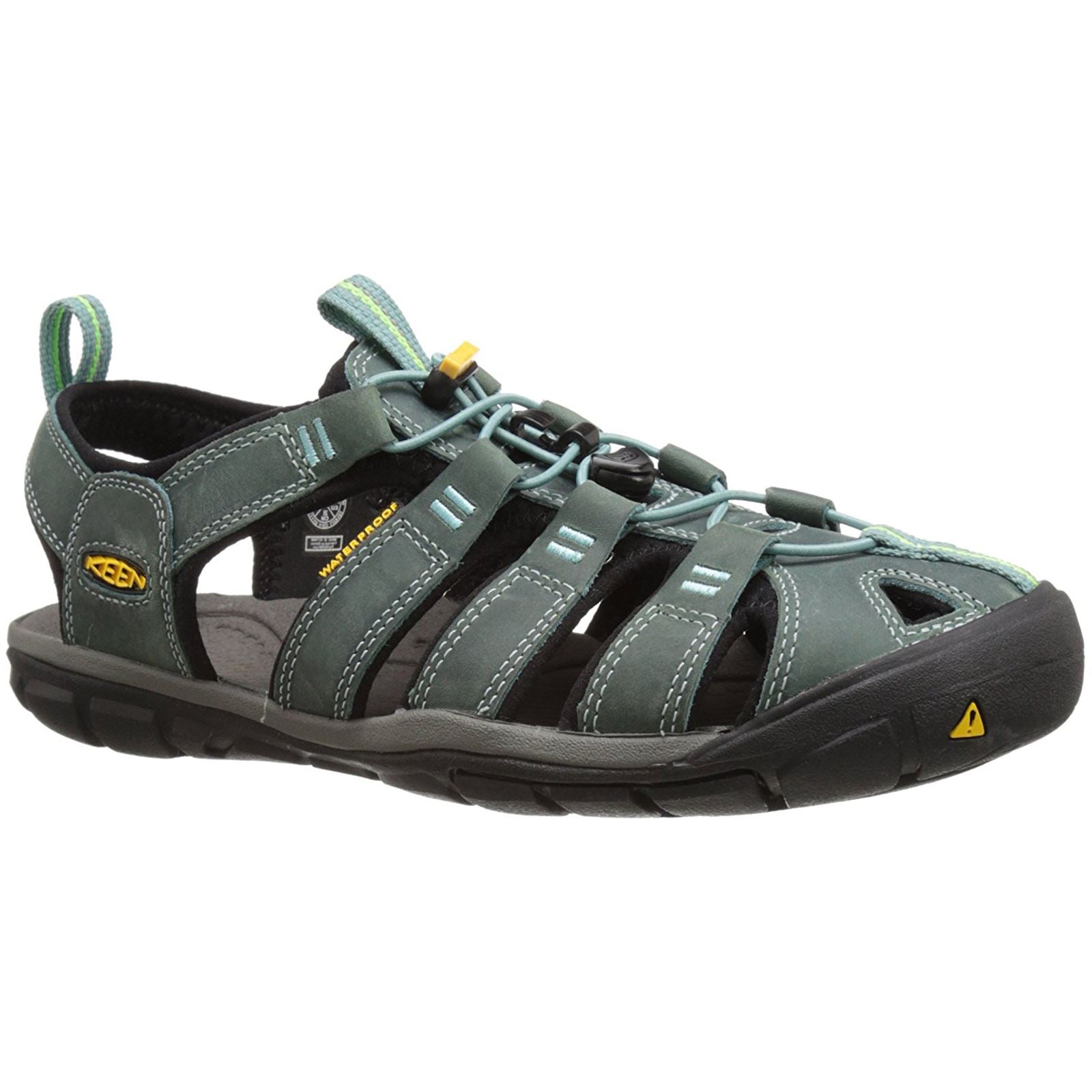 Keen Clearwater CNX Leather Womens Sandals#color_mineral blue yellow