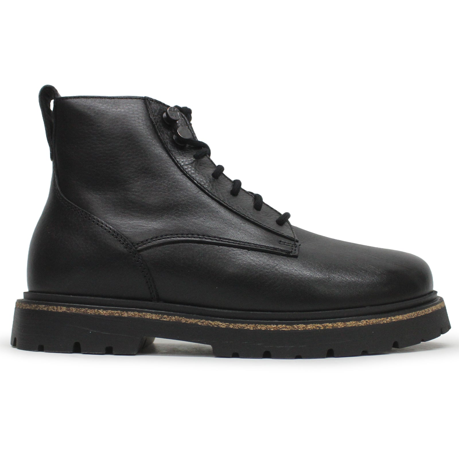 Birkenstock Highwood Lace Mid Natural Leather Womens Boots#color_black