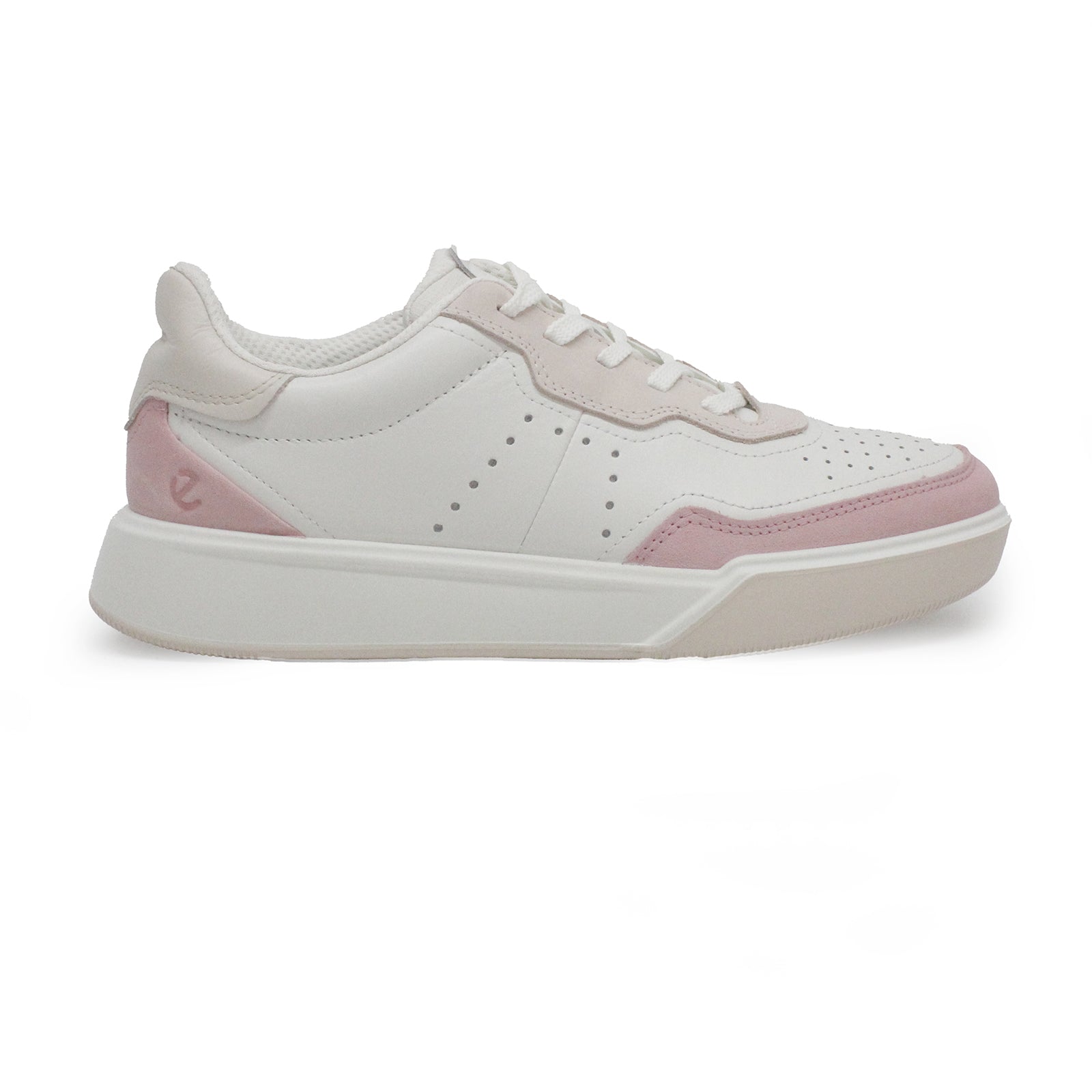 Ecco Street Court Leather Womens Trainers#color_old rose white rose dust