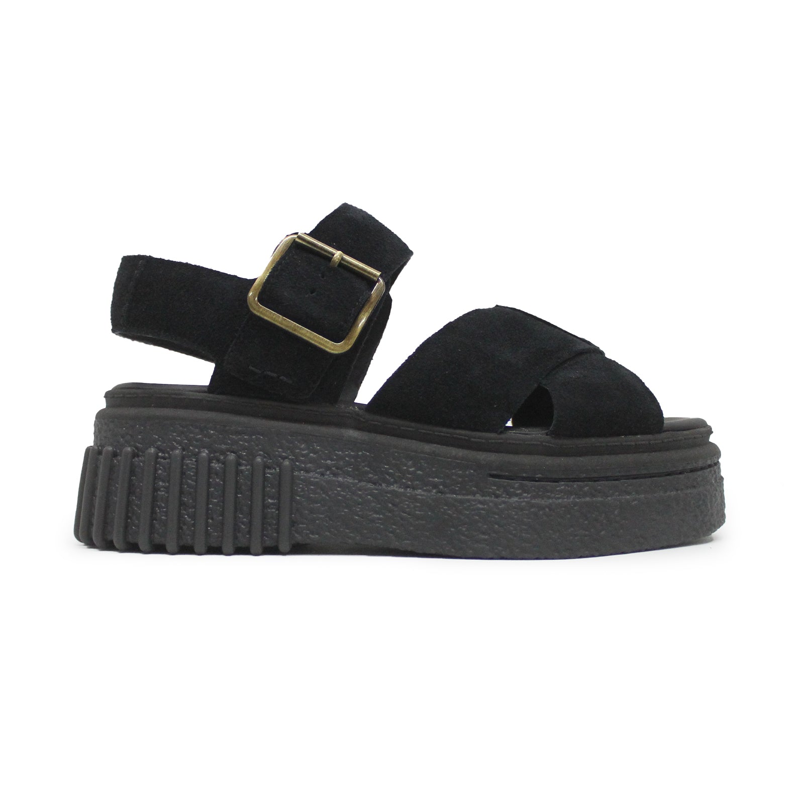 Clarks Evamar Wish Suede Womens Sandals#color_black