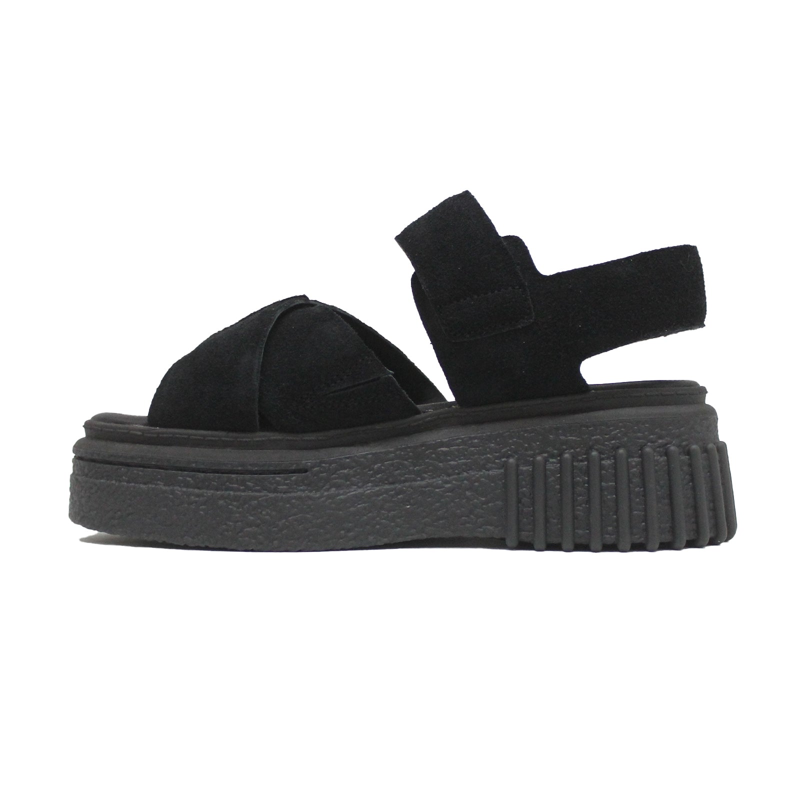 Clarks Evamar Wish Suede Womens Sandals#color_black