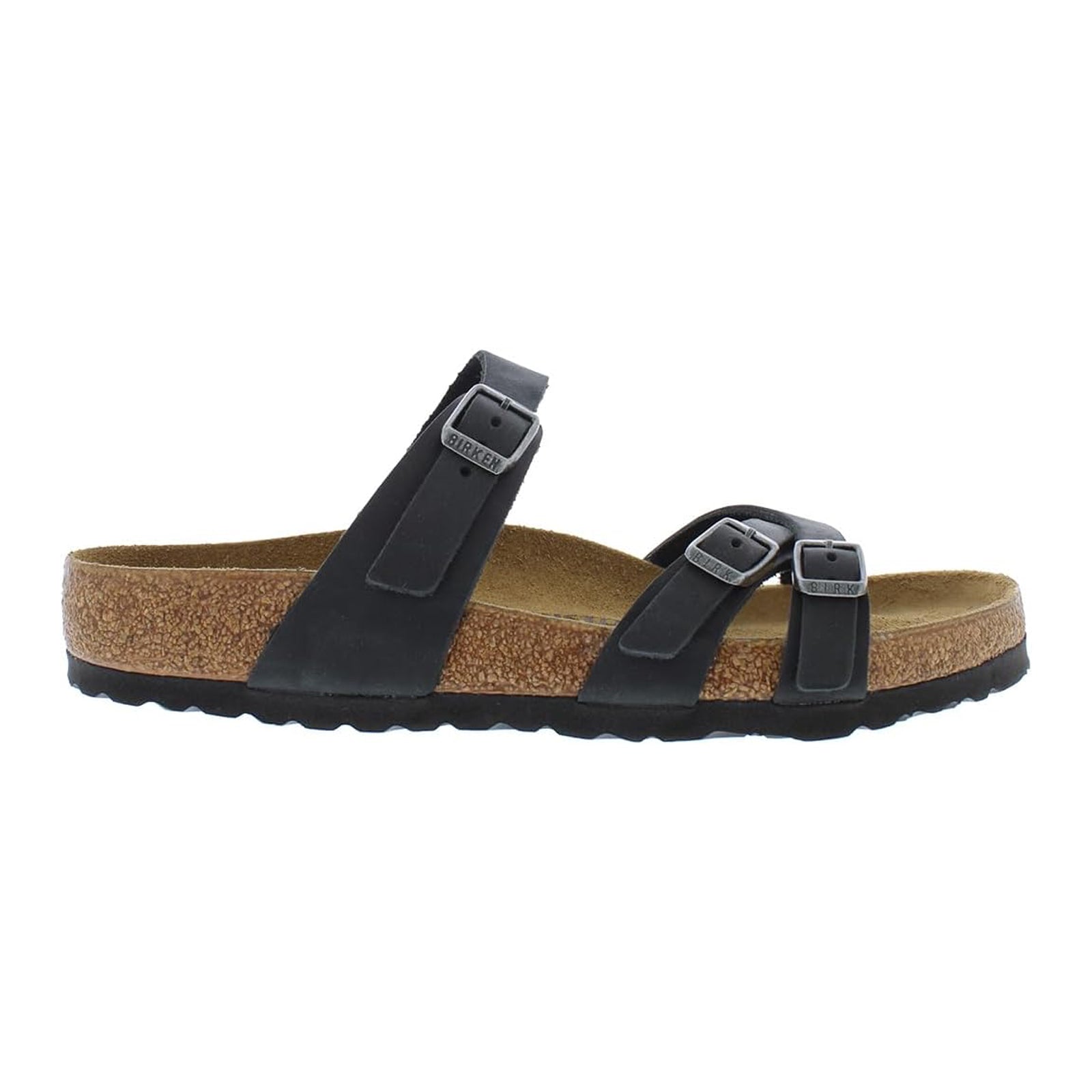 Birkenstock Franca 1021112 Oiled Leather Unisex Sandals - Black - 38#color_black