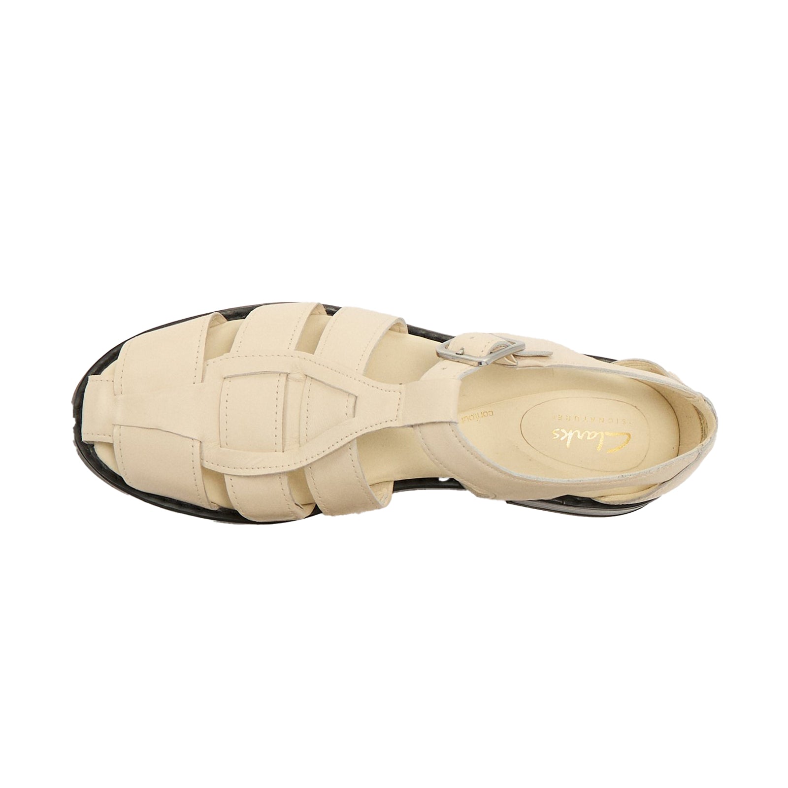 Clarks Hana Sun Leather Womens Sandals#color_off white