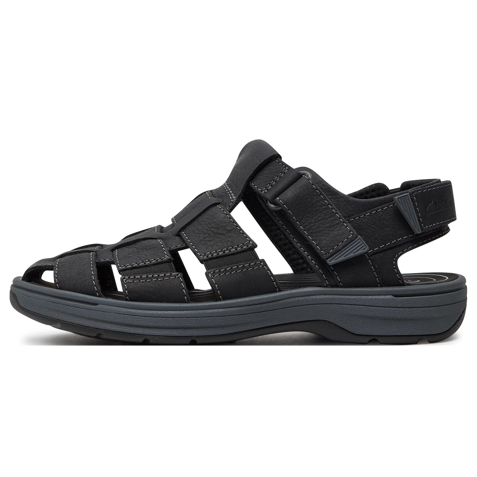 Clarks Saltway Cove Leather Mens Sandals#color_black