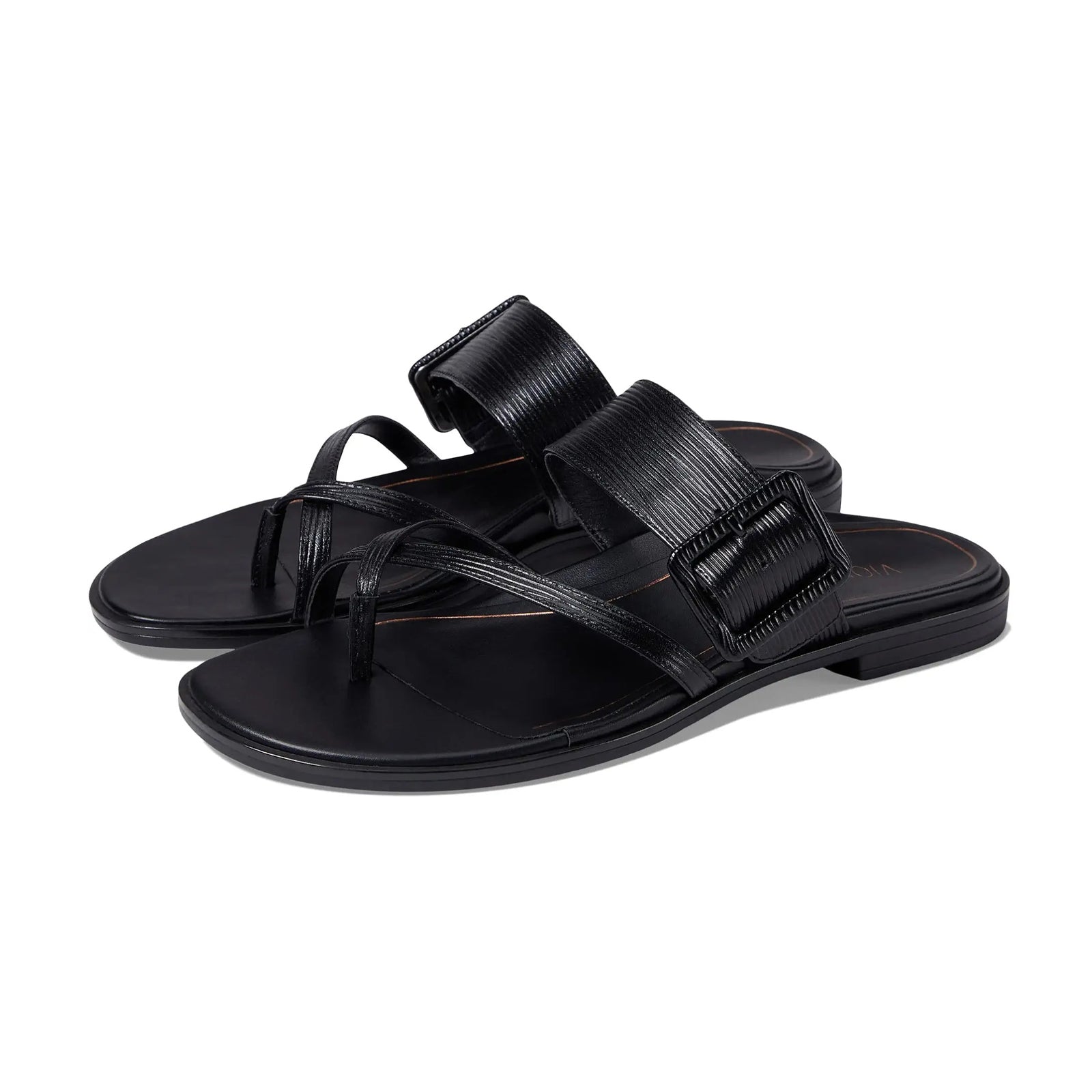 Vionic Julep Wavy Leather Womens Sandals#color_black