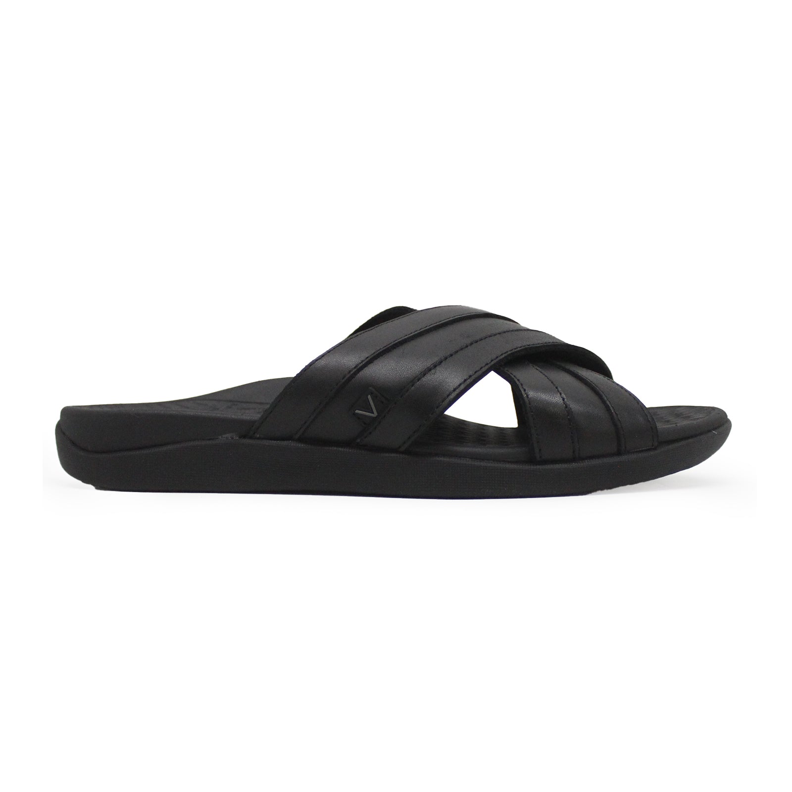 Vionic MTide Slide Leather Mens Sandals#color_black