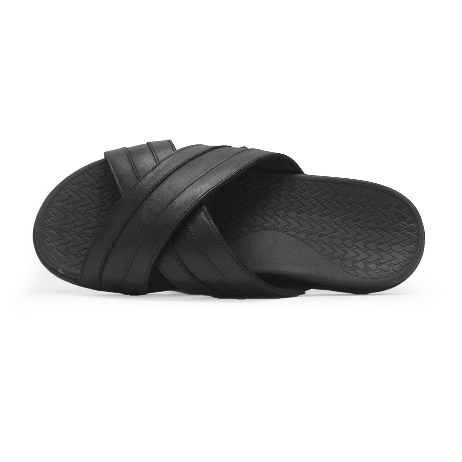 Vionic MTide Slide Leather Mens Sandals#color_black