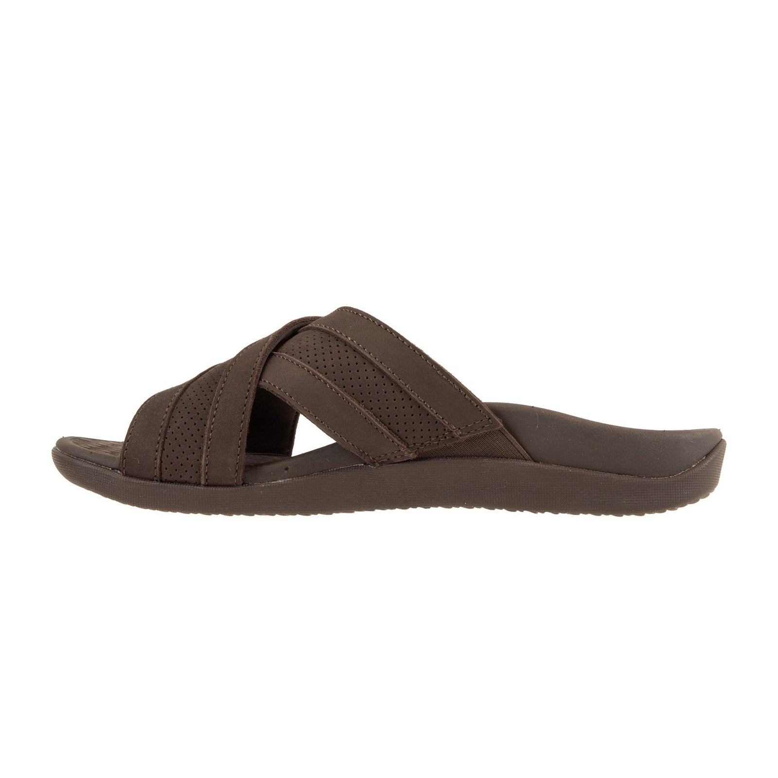Vionic MTide Slide Leather Mens Sandals#color_chocolate