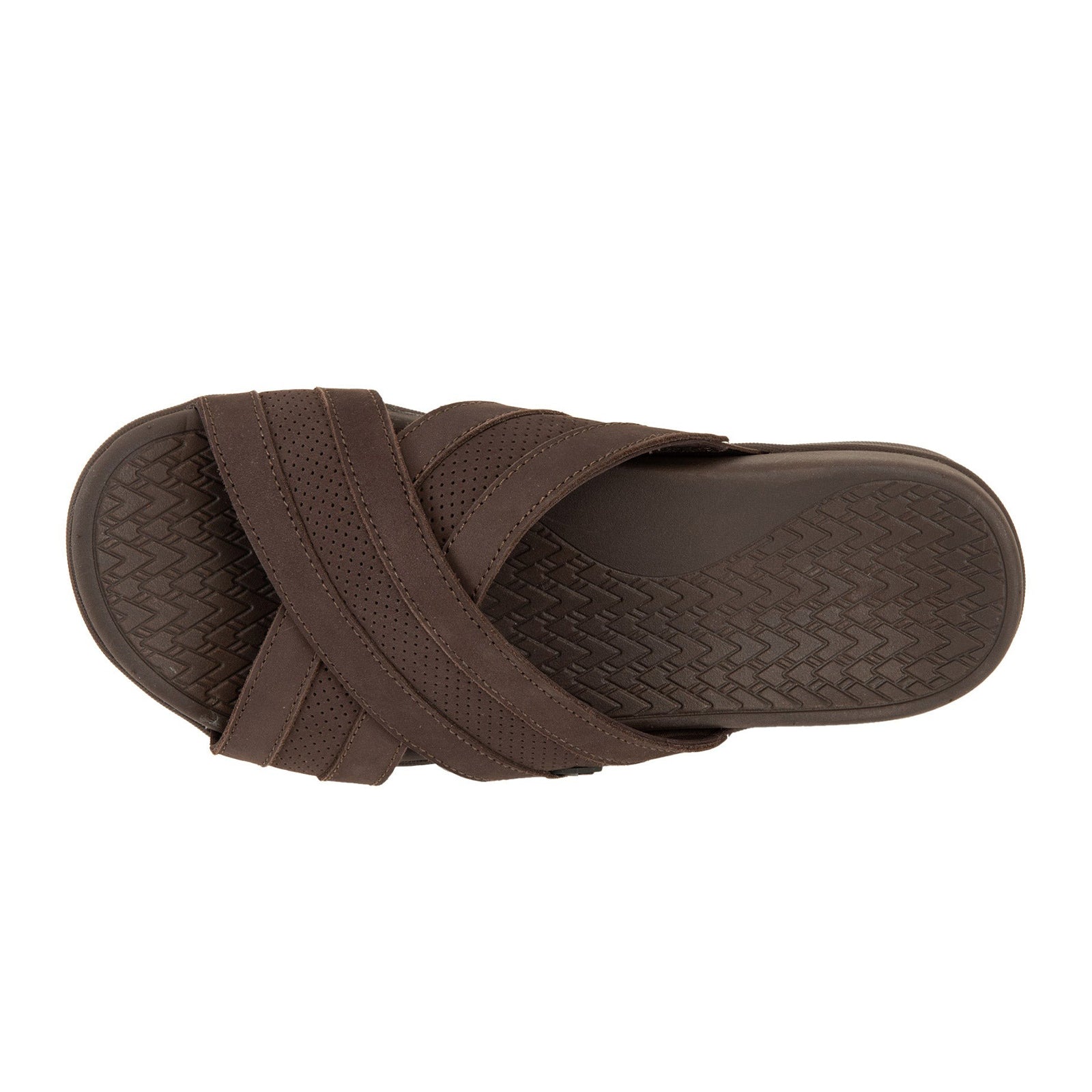 Vionic MTide Slide Leather Mens Sandals#color_chocolate