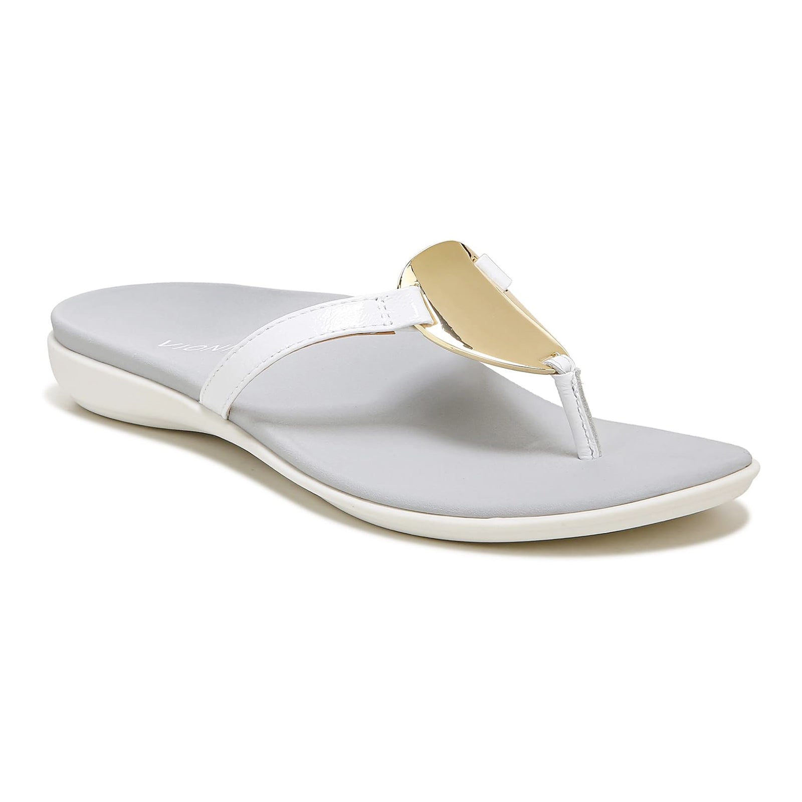 Vionic Raysa Patent Leather Womens Sandals#color_white