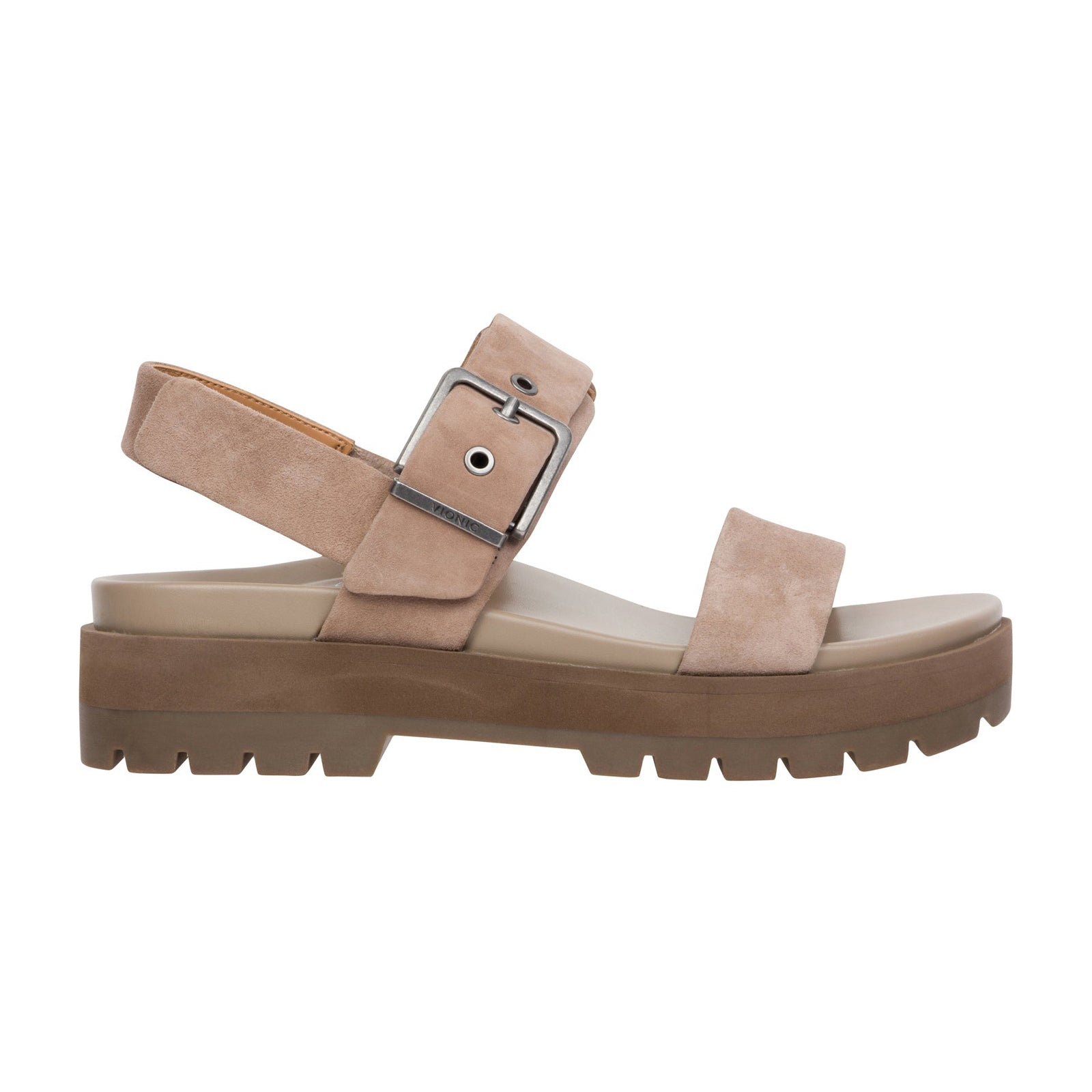 Vionic Torrance Suede Womens Sandals#color_taupe