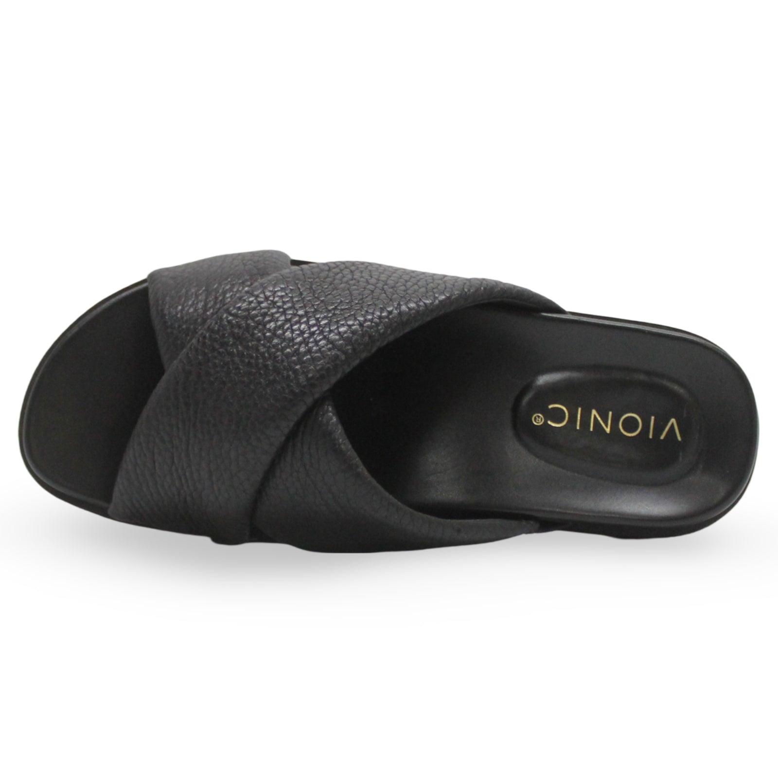 Vionic Vesta Tumbled Leather Womens Sandals#color_black