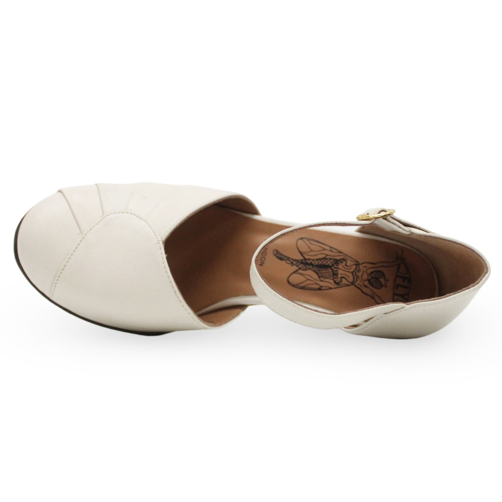 Fly London BESH087FLY Mousse Leather Womens Sandals#color_off white