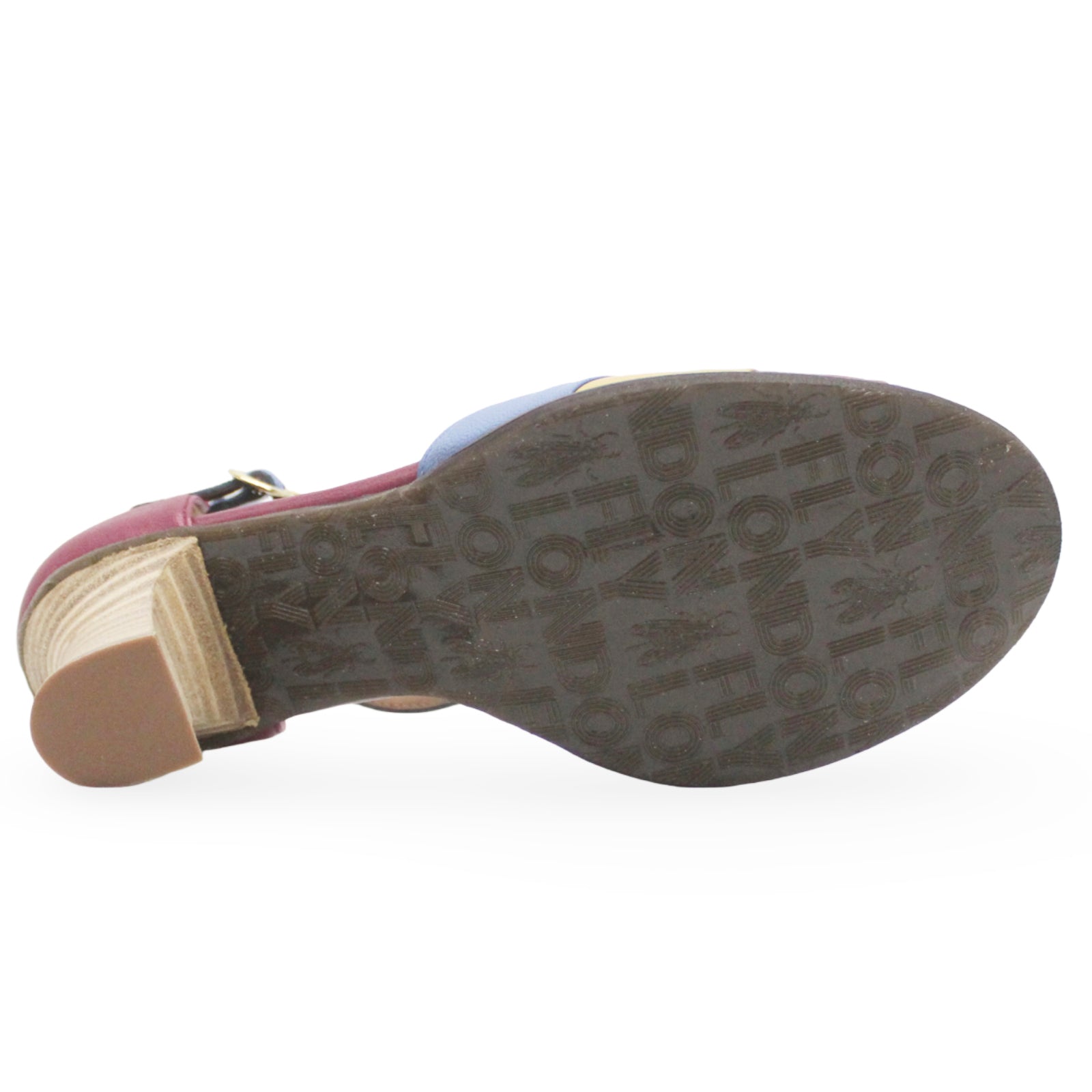 Fly London BESH087FLY Mousse Leather Womens Sandals#color_berry blue bumblebee