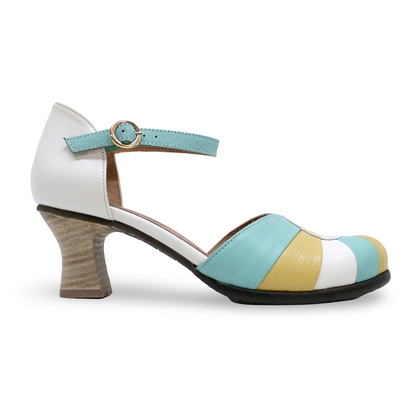 Fly London BESH087FLY Mousse Leather Womens Sandals#color_offwhite spearmint bumblebee