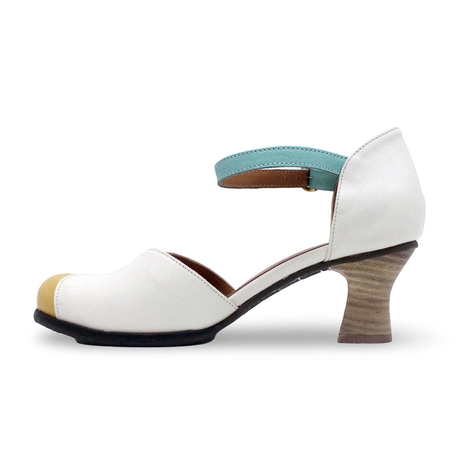 Fly London BESH087FLY Mousse Leather Womens Sandals#color_offwhite spearmint bumblebee