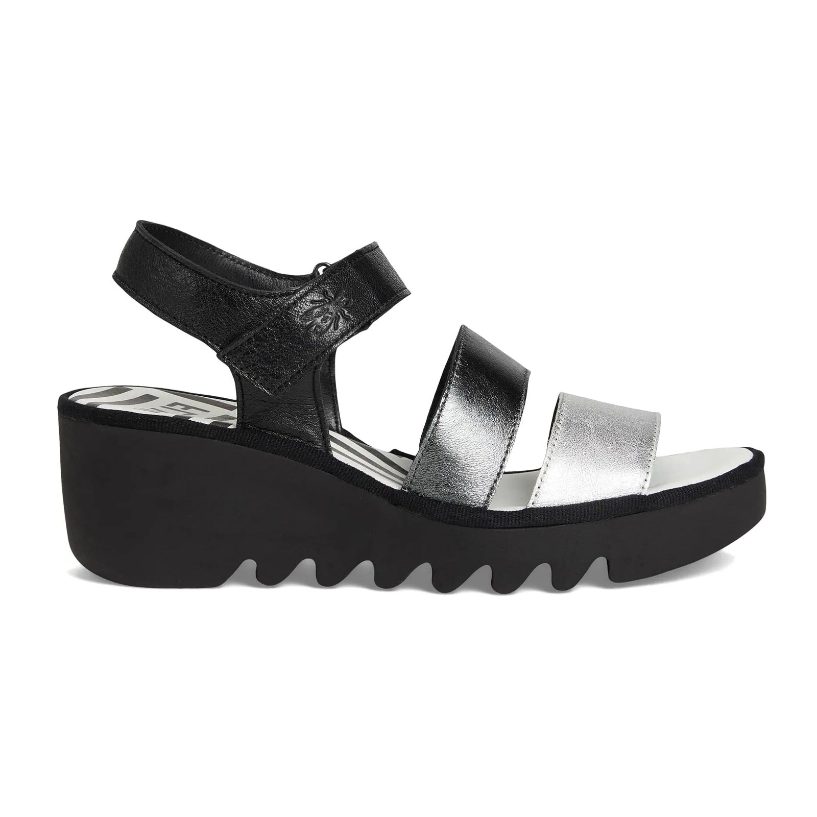 Fly London BEXY575FLY Idra Leather Womens Sandals#color_silver graphite black