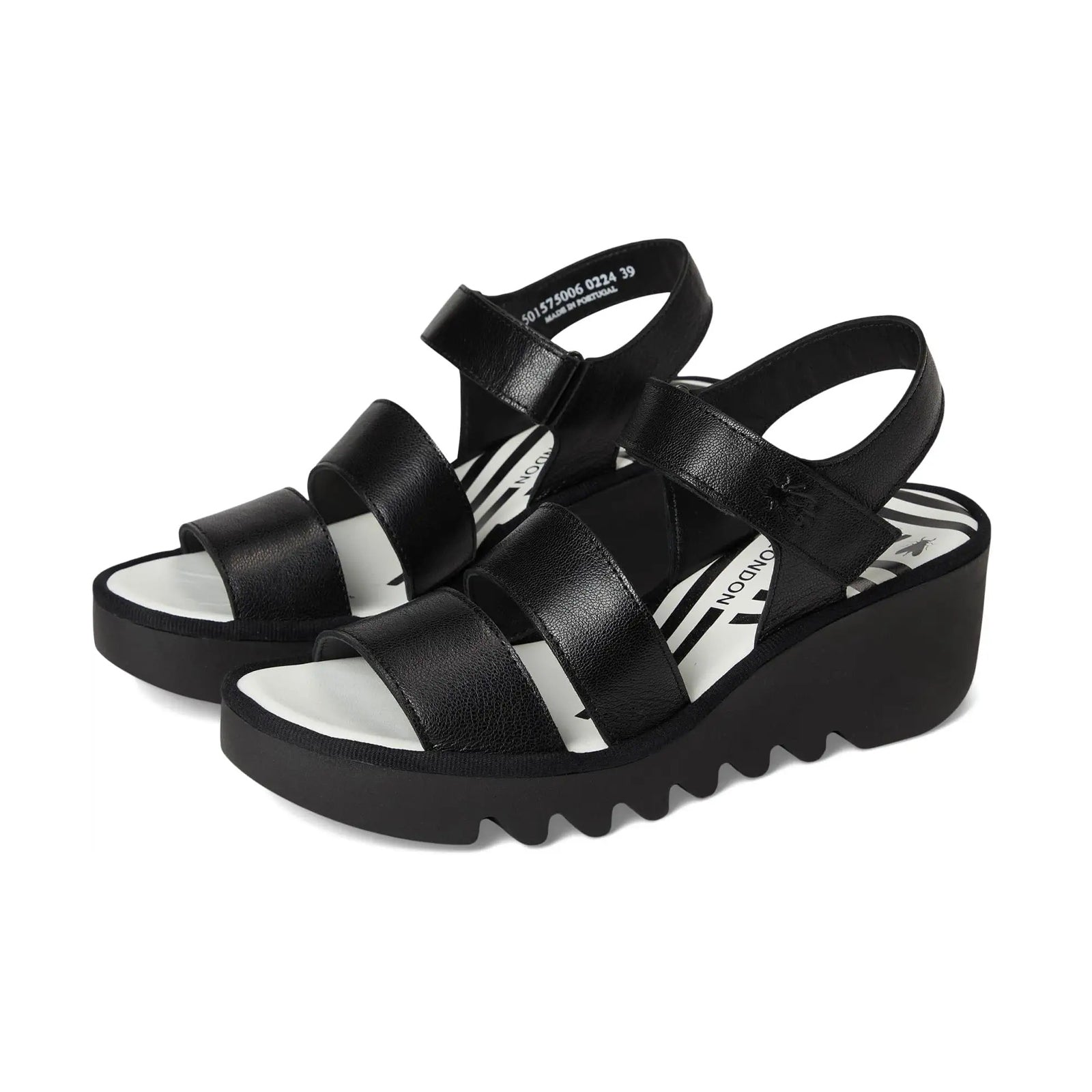 Fly London BEXY575FLY Mousse Leather Womens Sandals#color_black