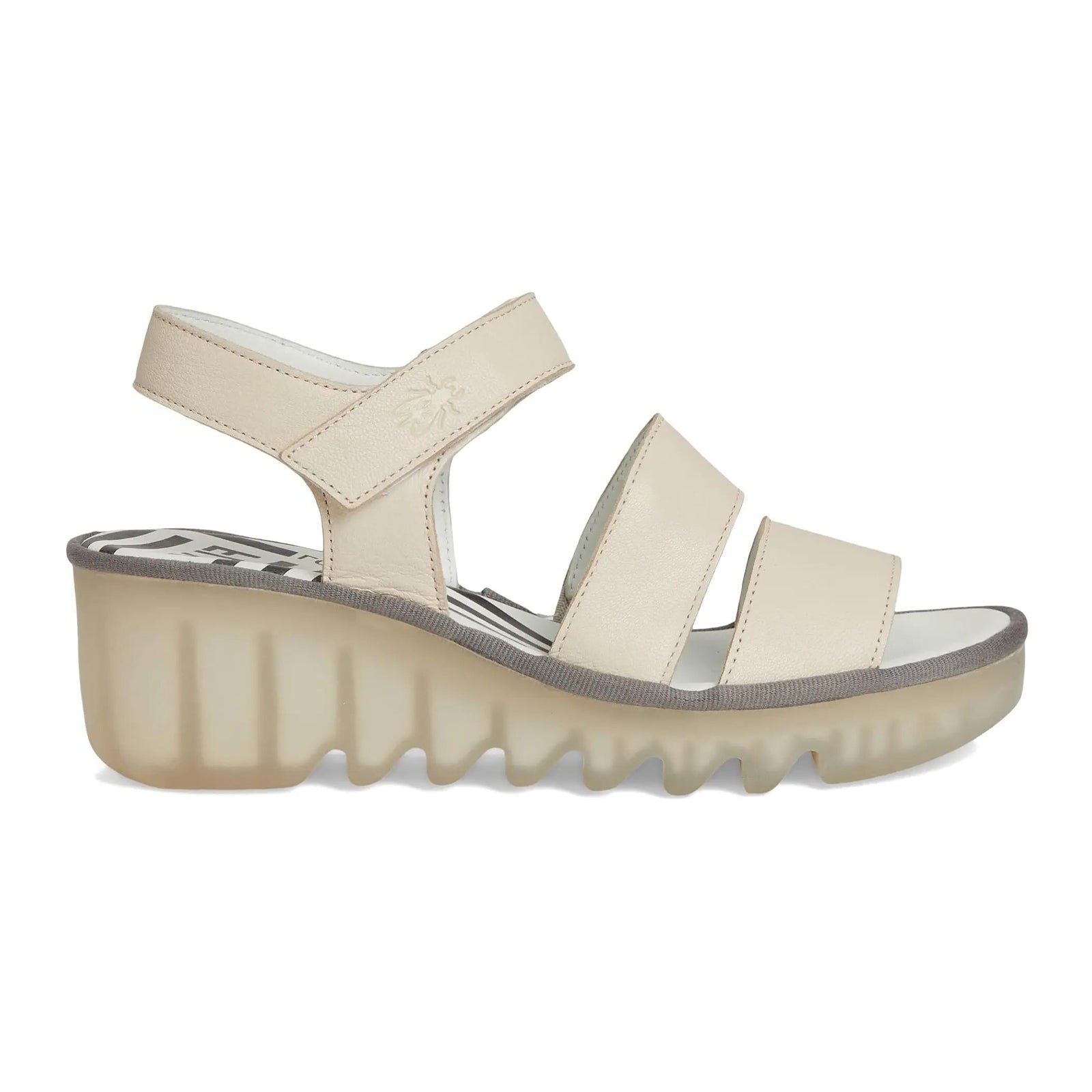 Fly London BEXY575FLY Mousse Leather Womens Sandals#color_off white