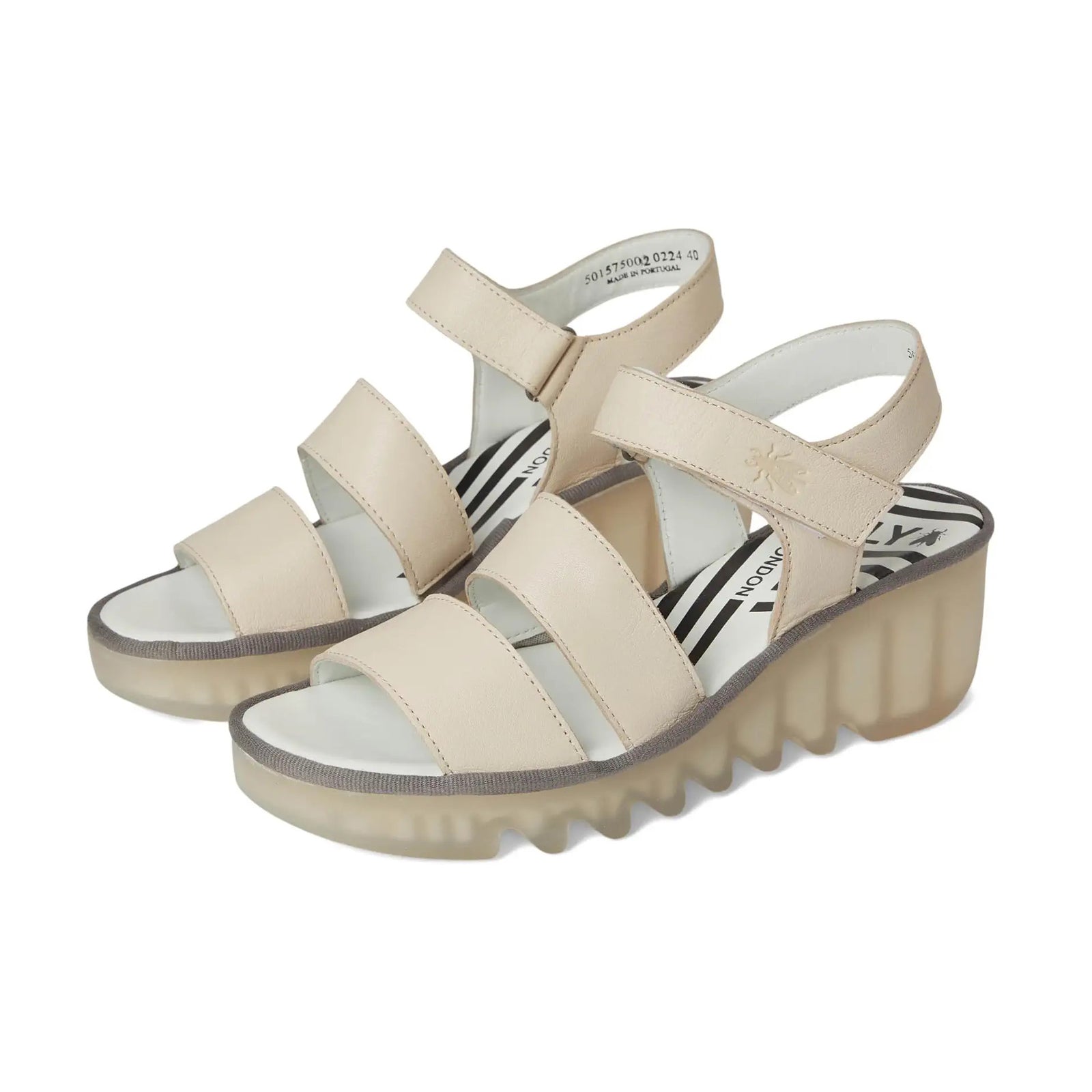 Fly London BEXY575FLY Mousse Leather Womens Sandals#color_off white