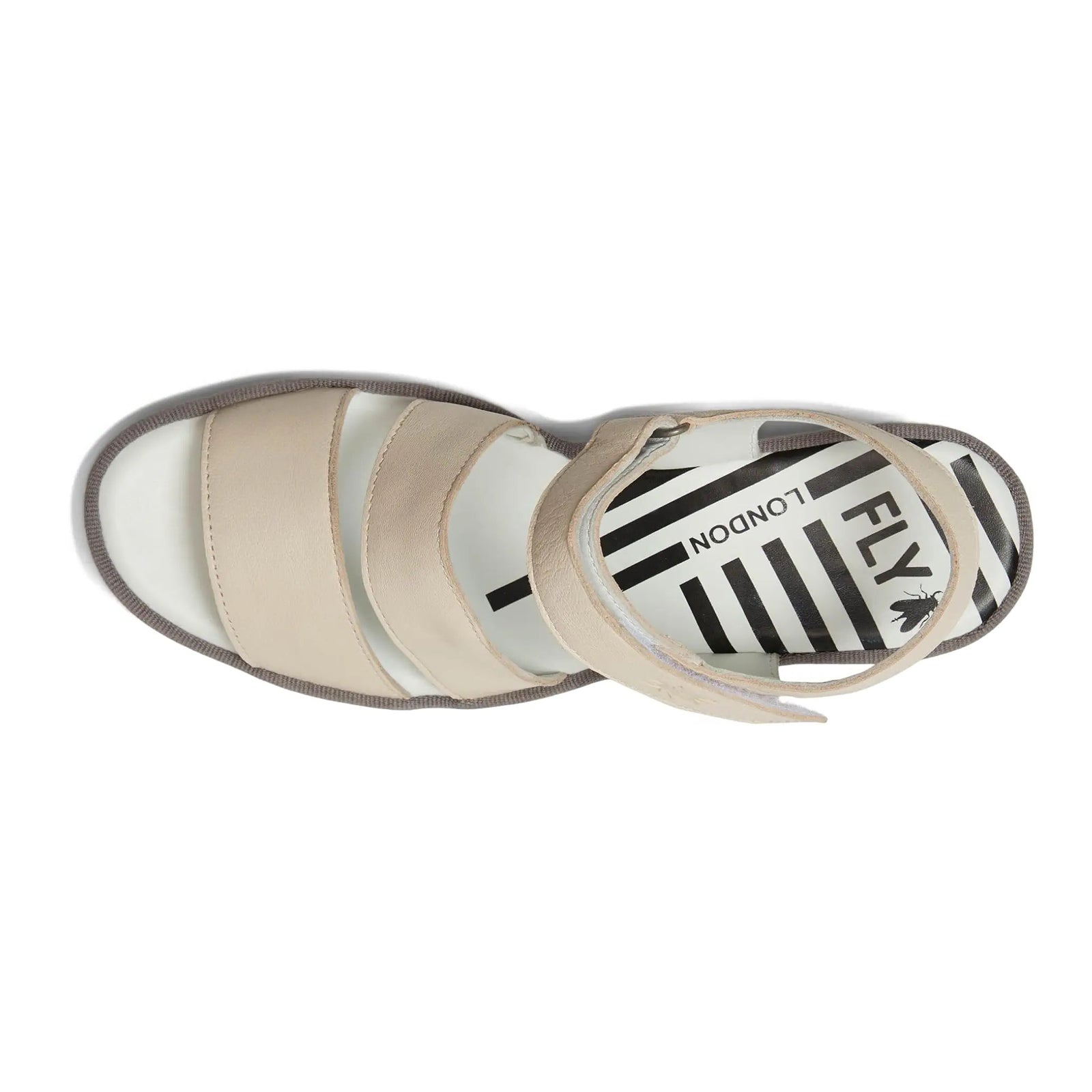 Fly London BEXY575FLY Mousse Leather Womens Sandals#color_off white