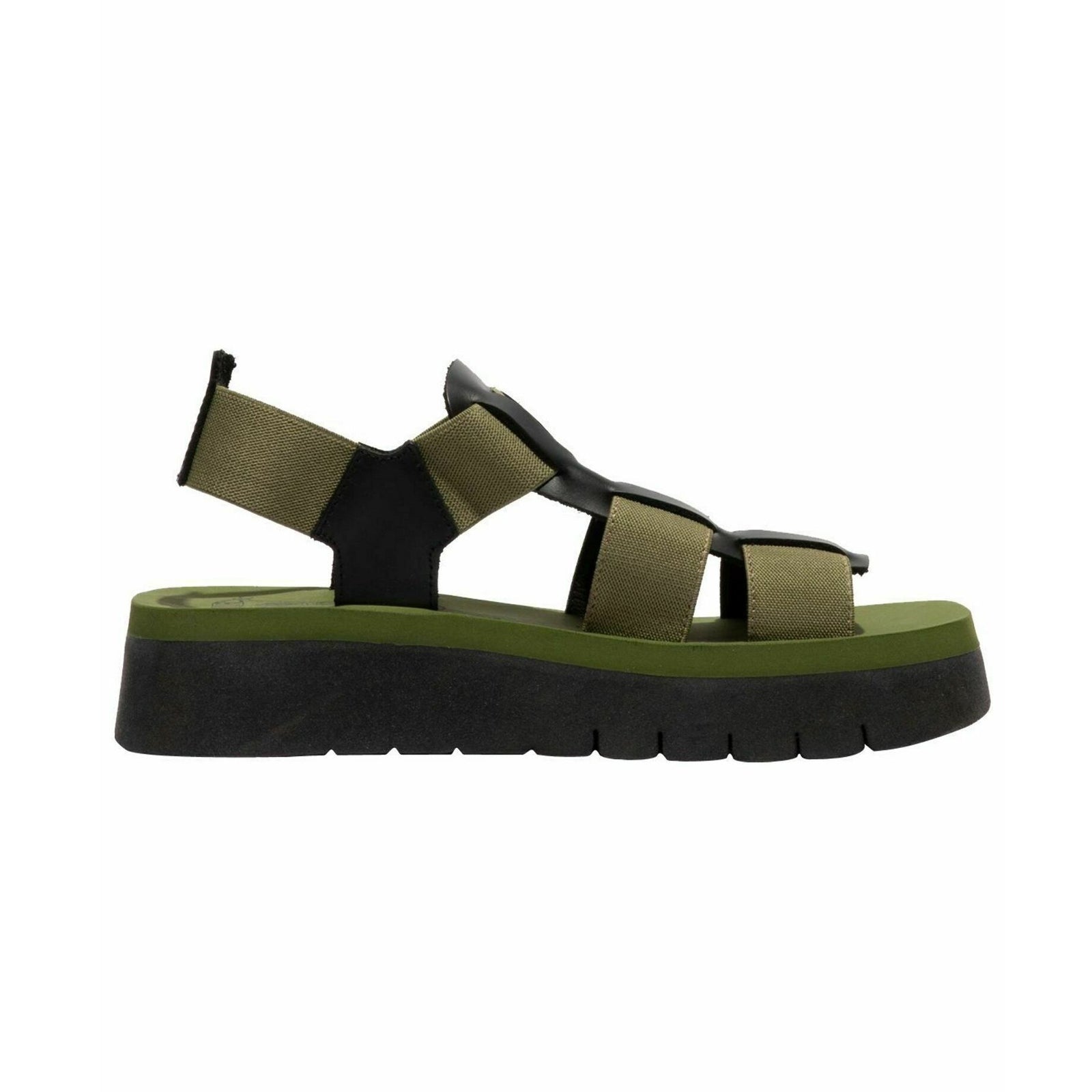 Fly London SAMB245FLY Textile Leather Womens Sandals#color_black army green army green