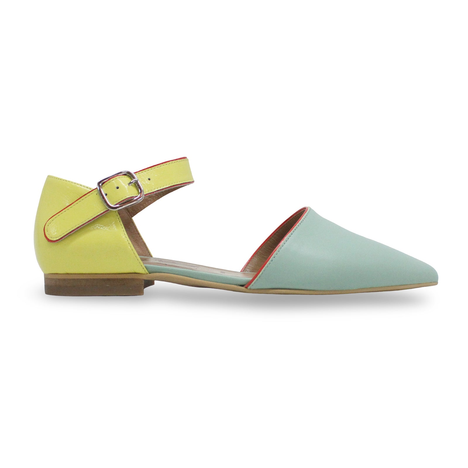 Fly London SARJ266FLY Kaiser Leather Womens Sandals#color_spearmint lemon scarlet