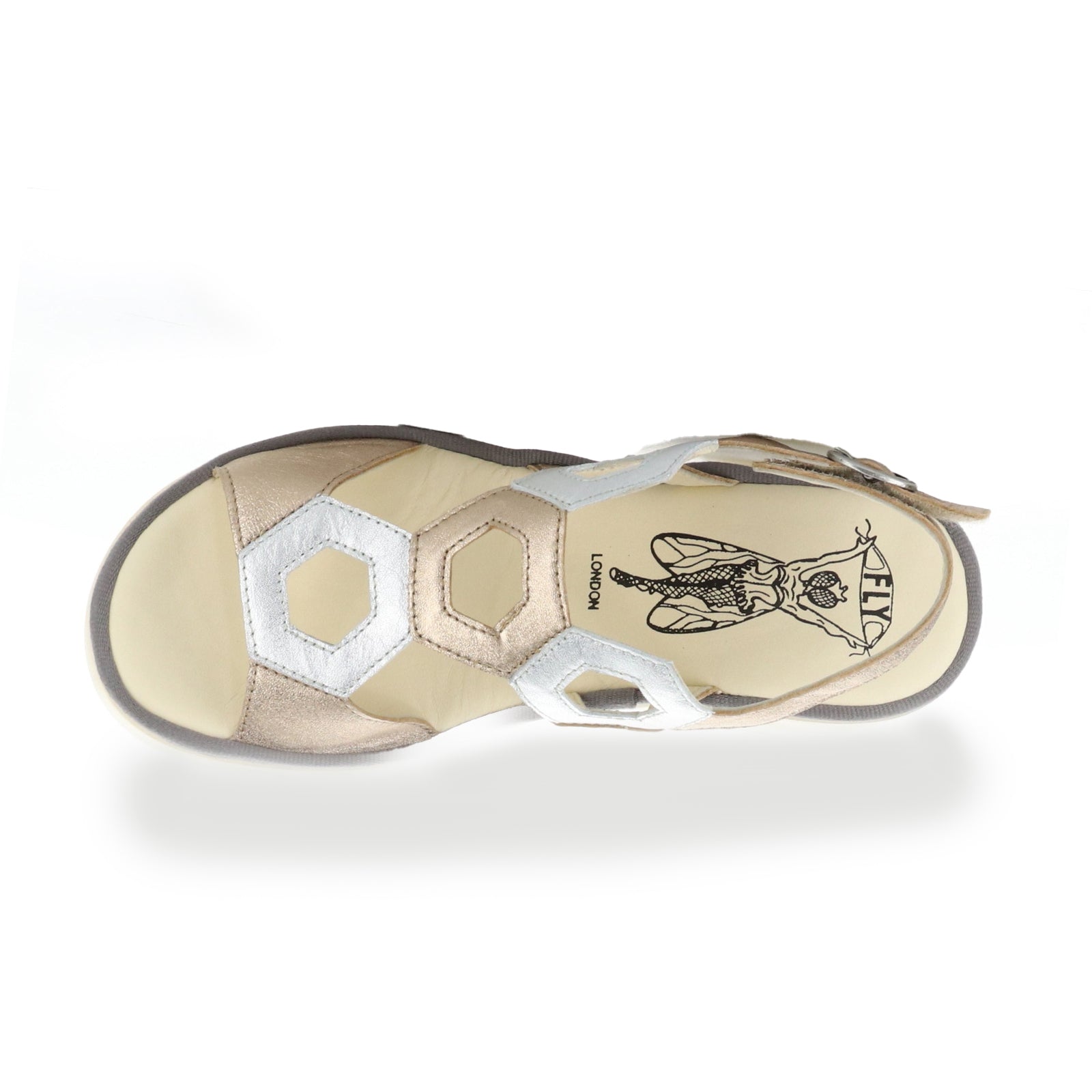 Fly London TEWA573FLY Laminato Leather Womens Sandals#color_sahara silver