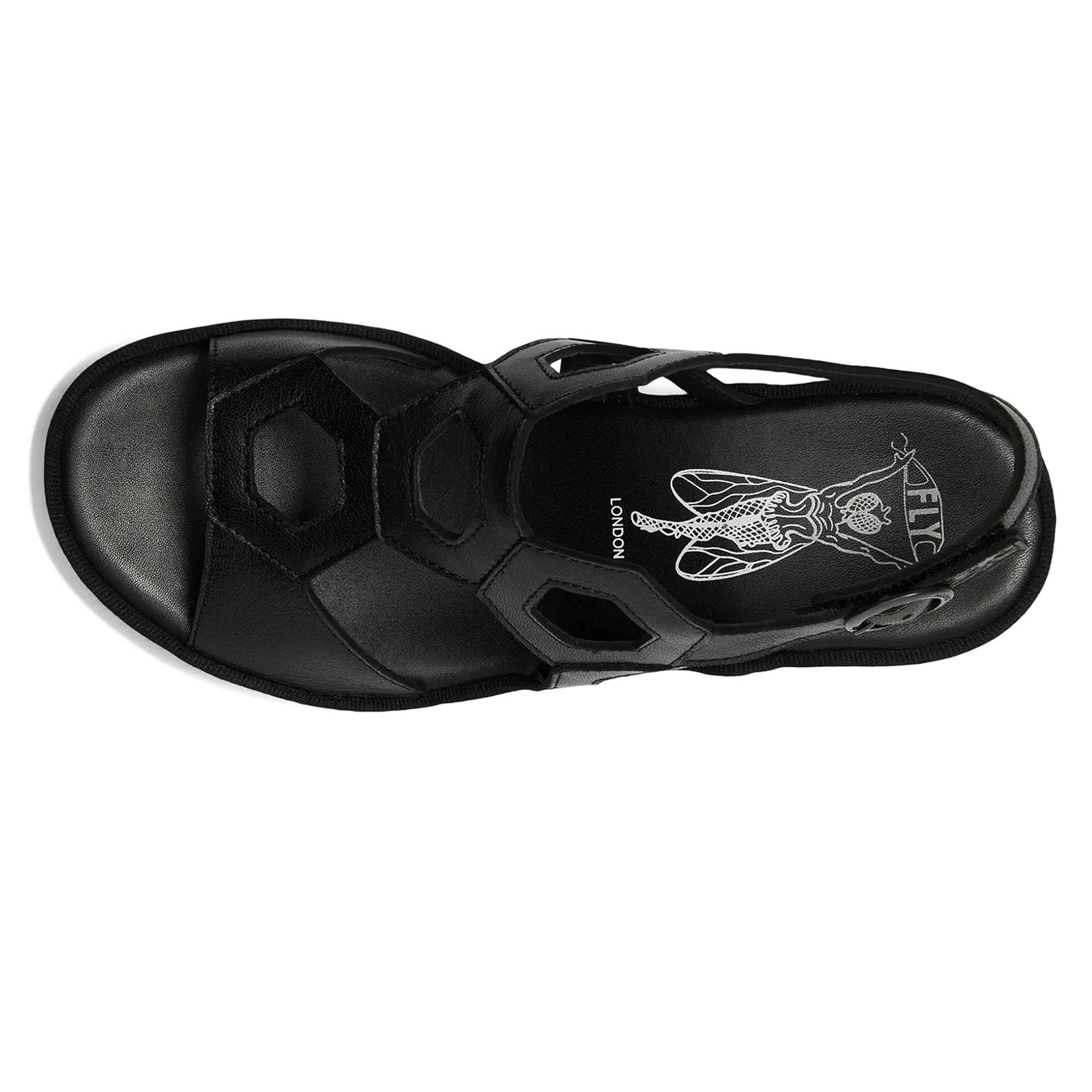 Fly London TEWA573FLY Mousse Leather Womens Sandals#color_black