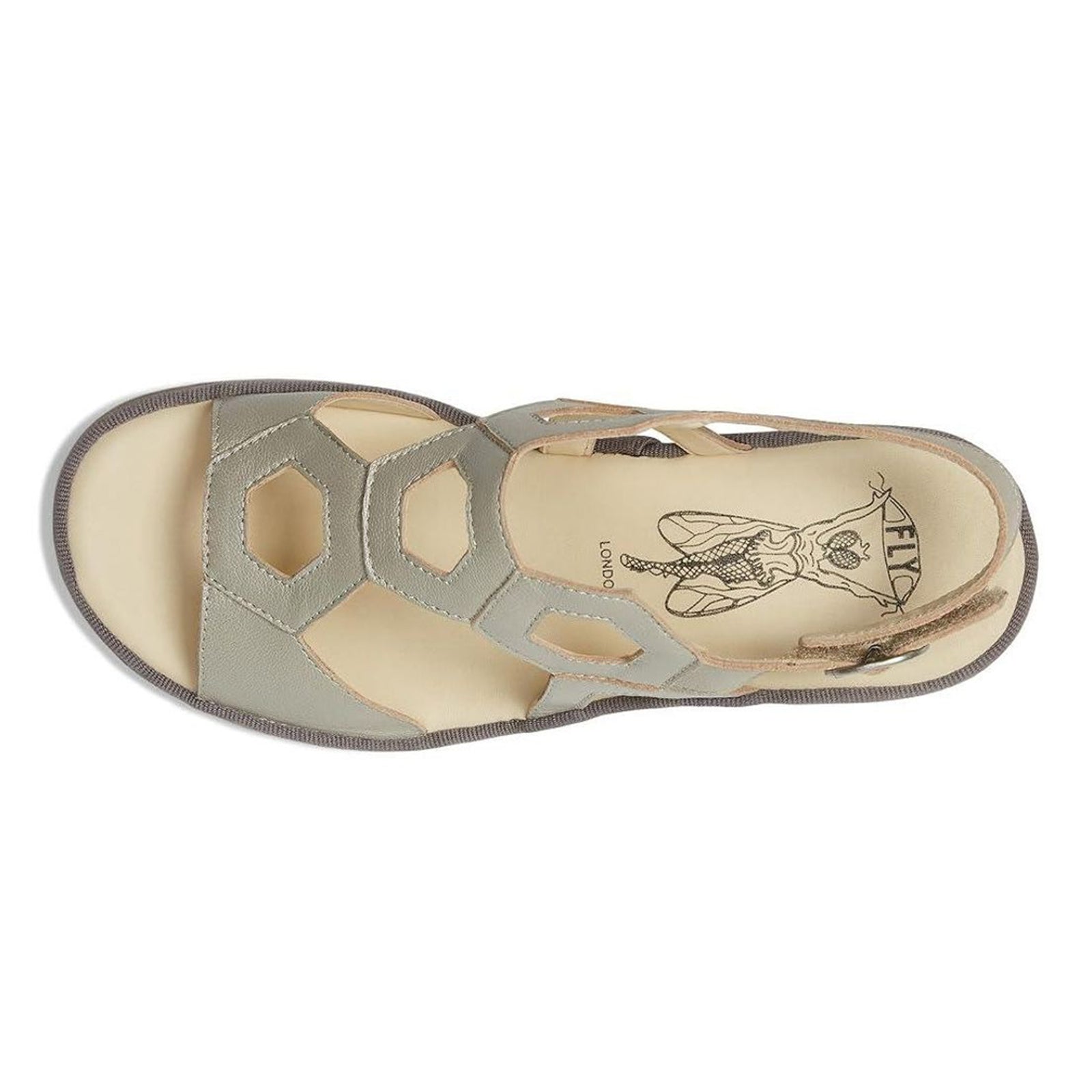 Fly London TEWA573FLY Mousse Leather Womens Sandals#color_off white