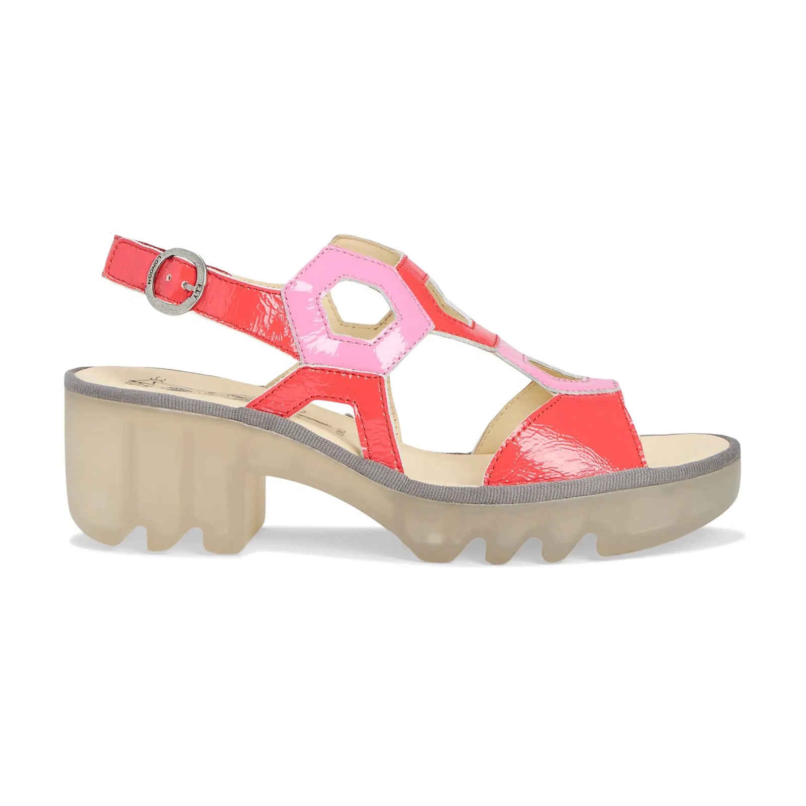 Fly London TRUL582FLY Nappalak Leather Womens Sandals#color_scarlet pink