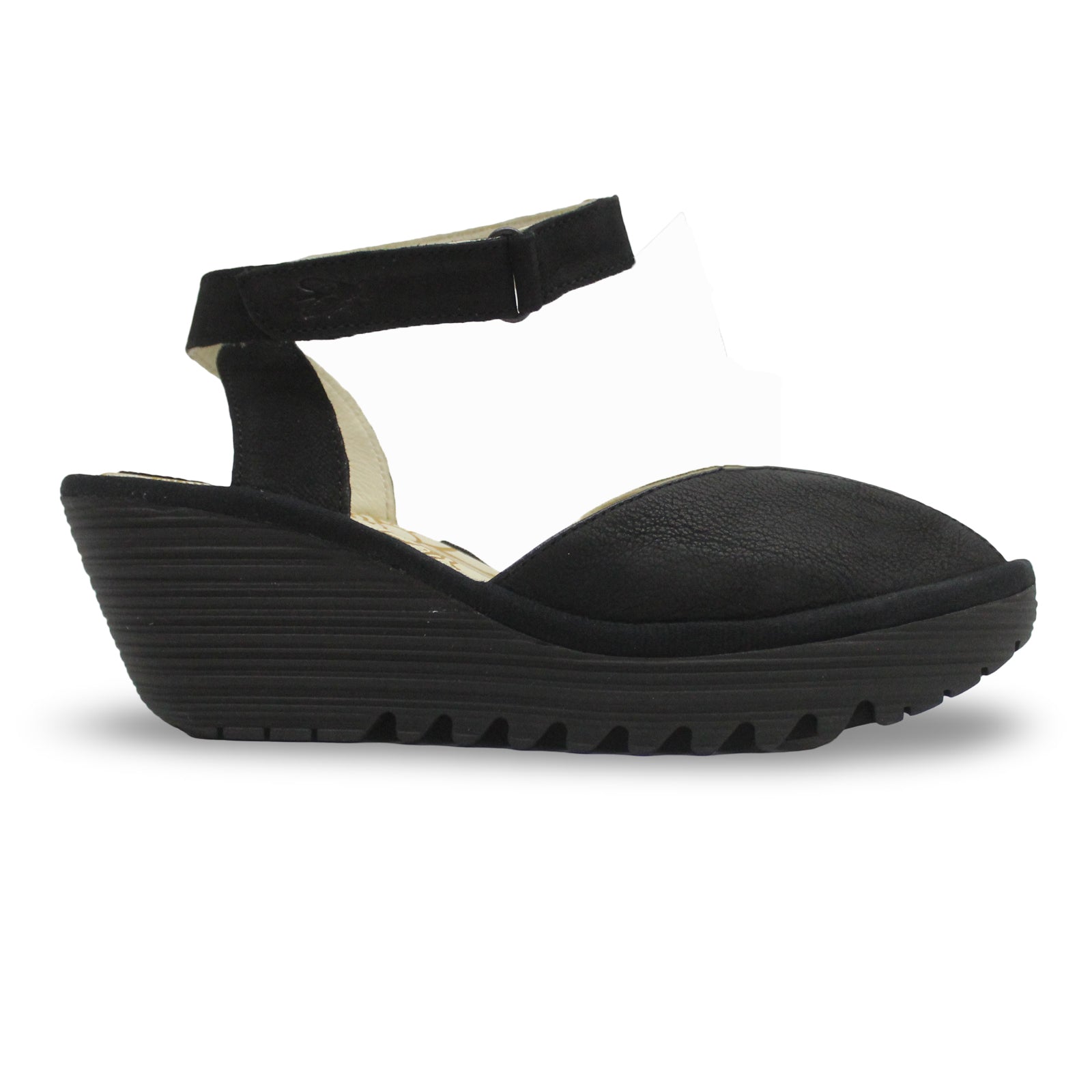 Fly London YAID552FLY Cupido Leather Womens Sandals#color_black