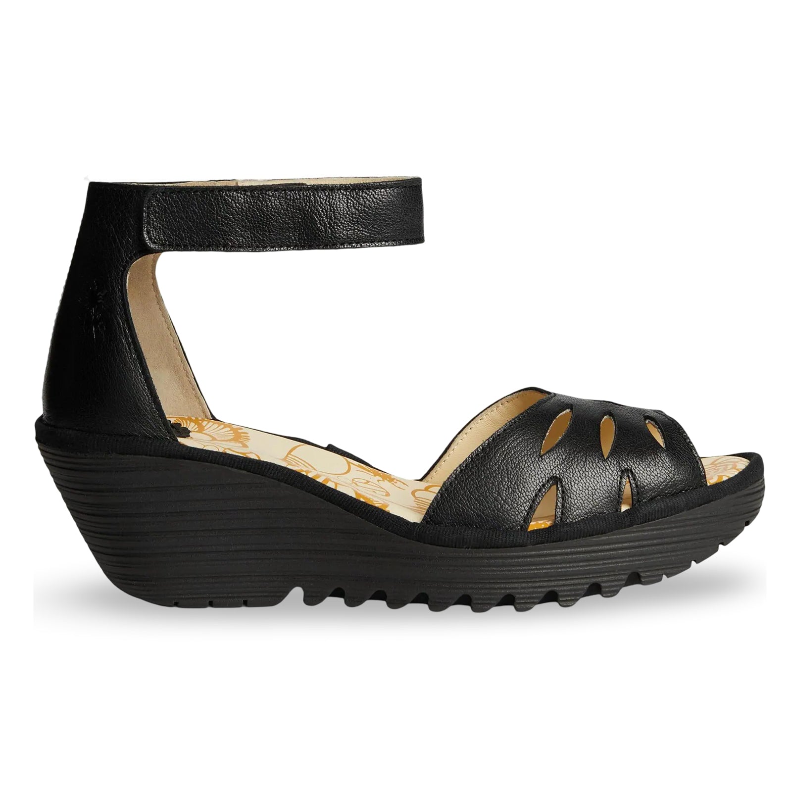Fly London YELU545FLY Mousse Leather Womens Sandals#color_black