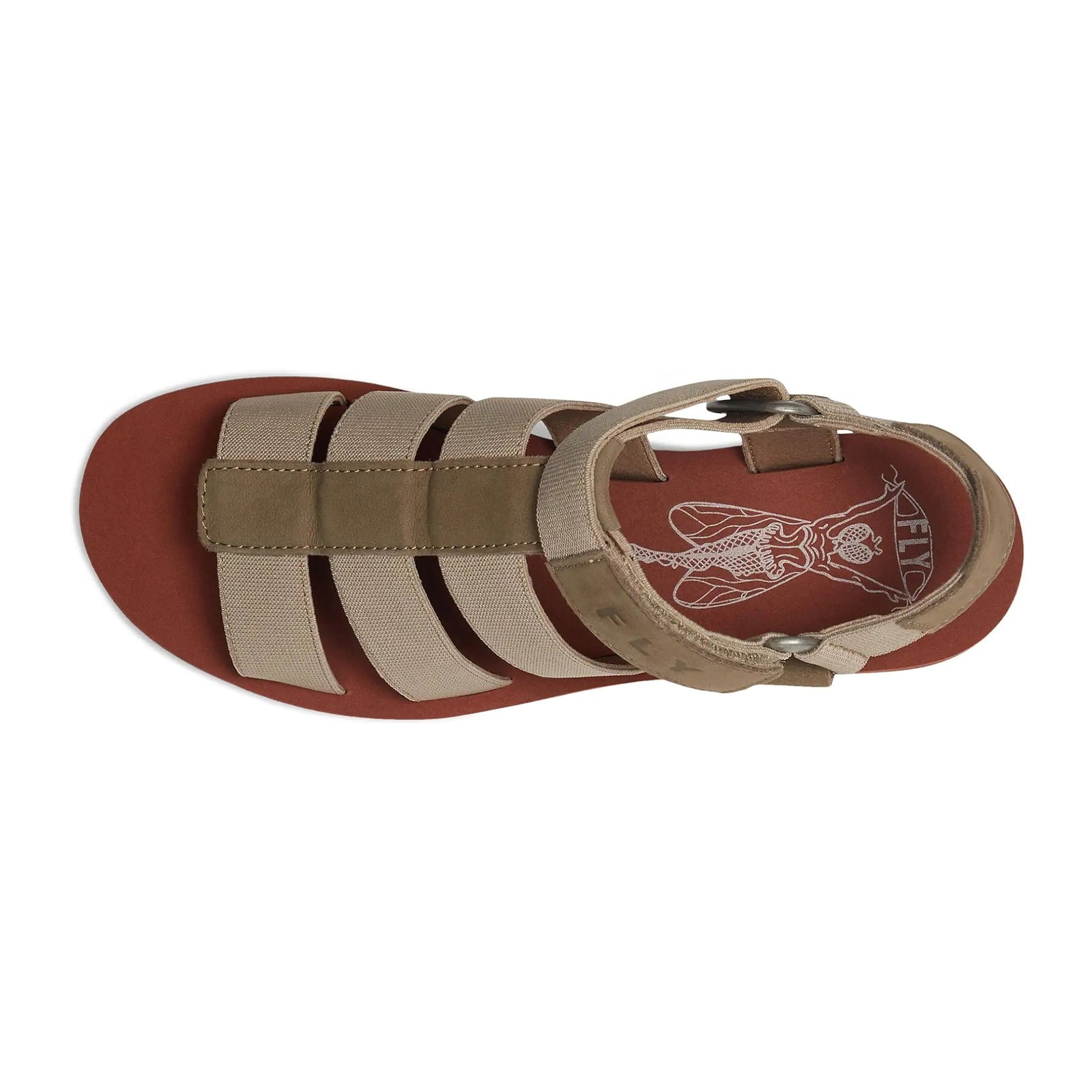 Fly London YOJI198FLY Textile Leather Womens Sandals#color_military beige brick
