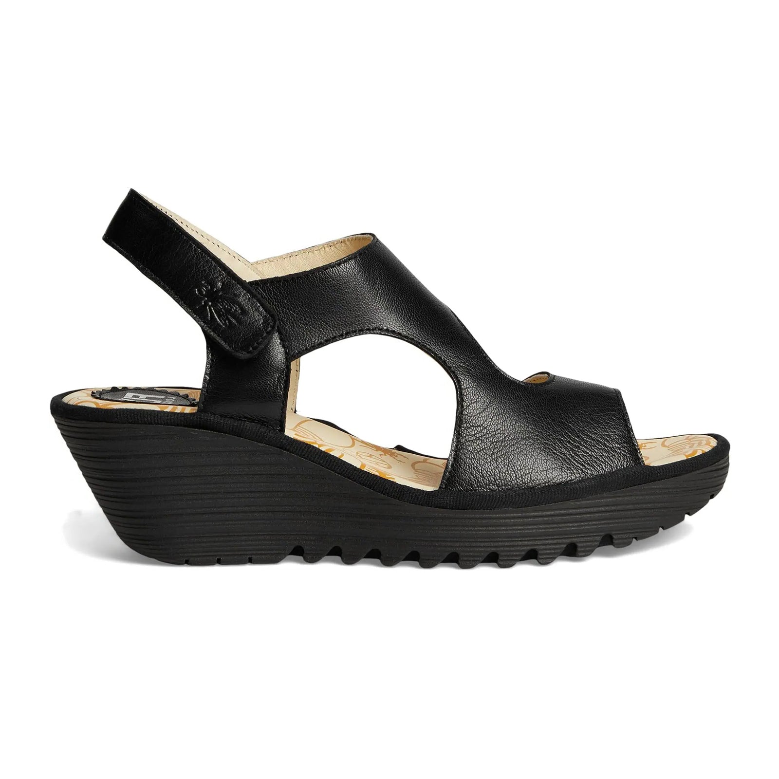 Fly London YOXA576FLY Mousse Leather Womens Sandals#color_black