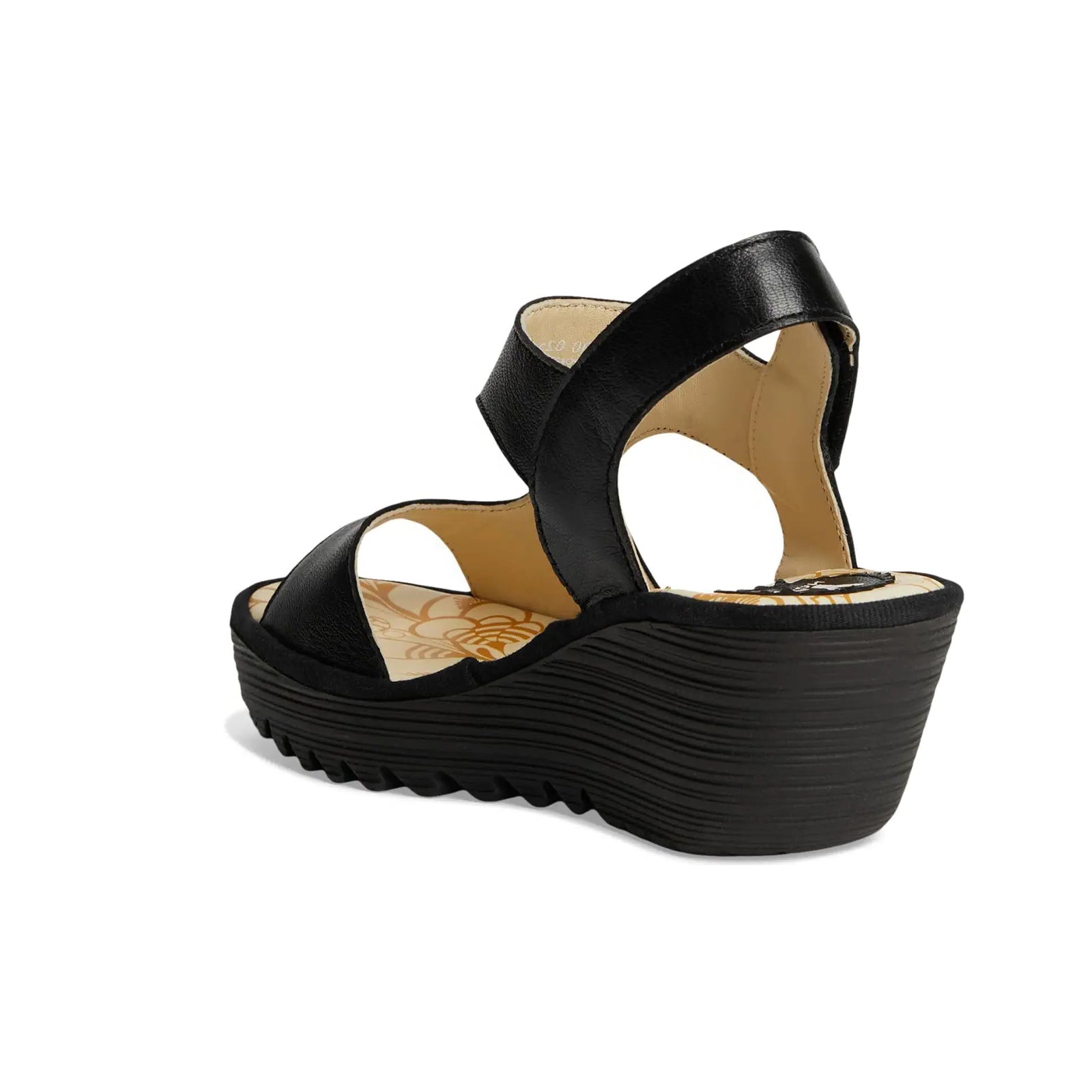 Fly London YOXA576FLY Mousse Leather Womens Sandals#color_black
