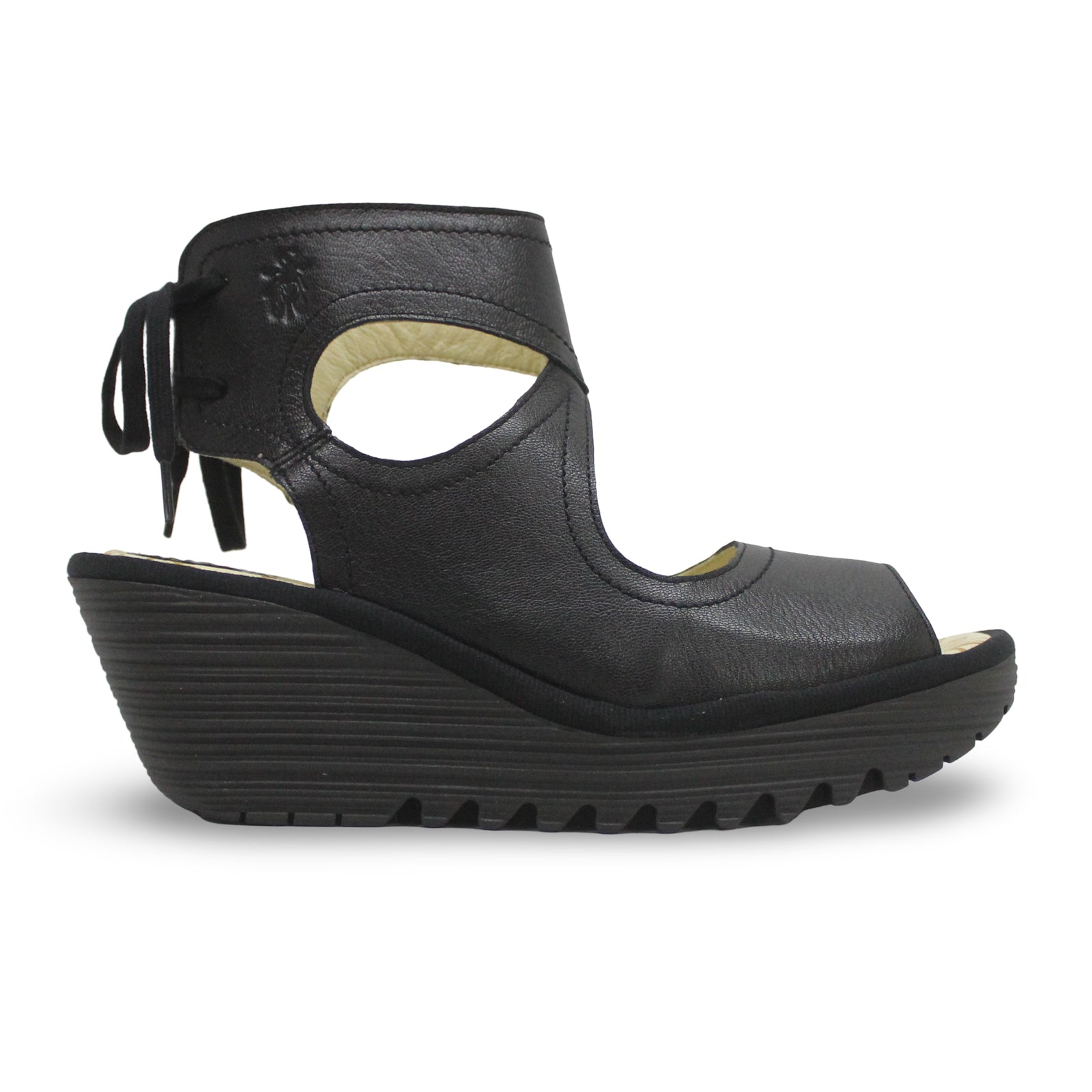 Fly London YULP571FLY Mousse Leather Womens Sandals#color_black