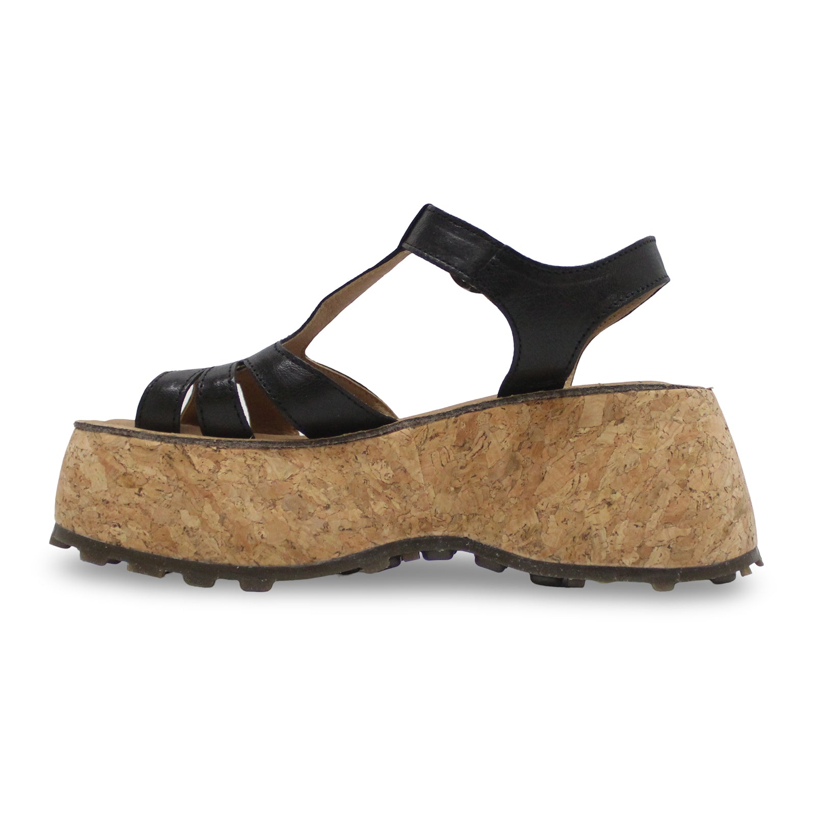 Fly London COIL275FLY Mousse Leather Womens Sandals#color_black