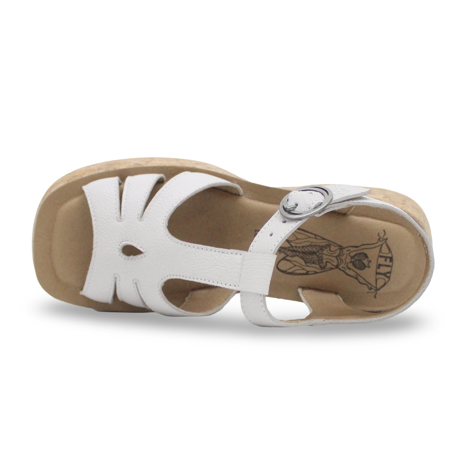 Fly London COIL275FLY Mousse Leather Womens Sandals#color_white