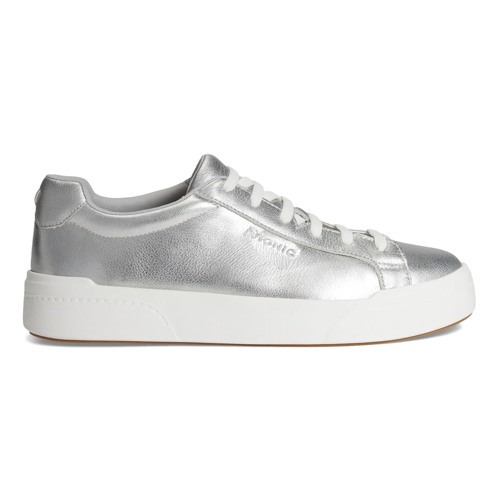 Vionic Colbie Metallic Leather Womens Trainers#color_silver