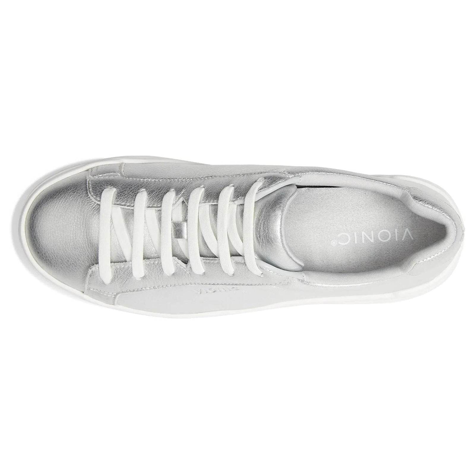 Vionic Colbie Metallic Leather Womens Trainers#color_silver