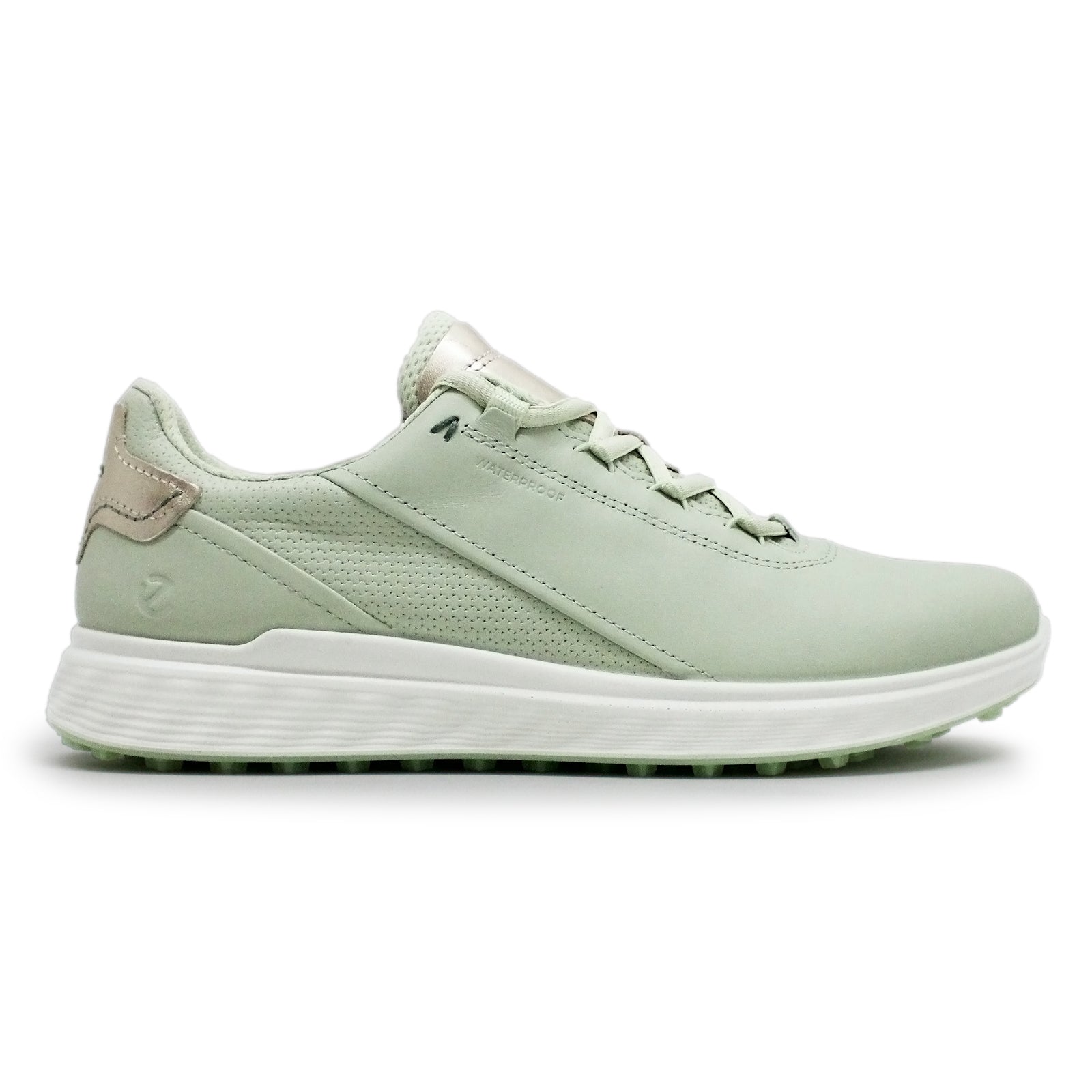 Ecco Golf S-Casual Leather Womens Trainers#color_matcha gold metallic