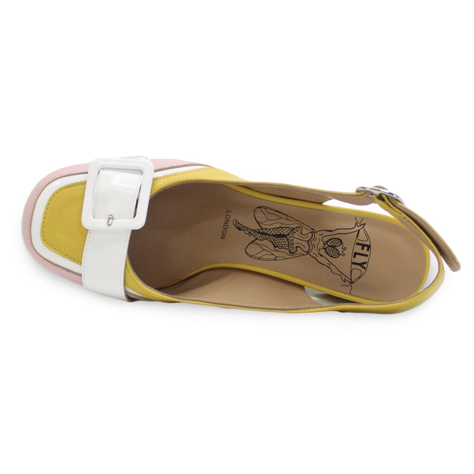 Fly London EVAH243FLY Nappalak Leather Womens Sandals#color_pale pink white yellow