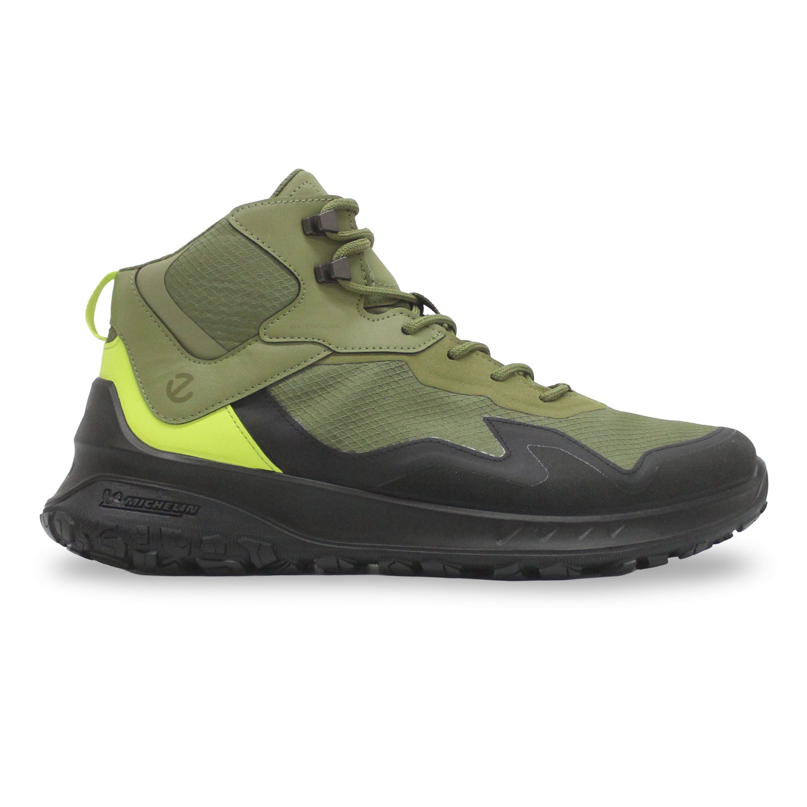 Ecco ULT-TRN Textile Synthetic Mens Boots#color_black acorn lime punch