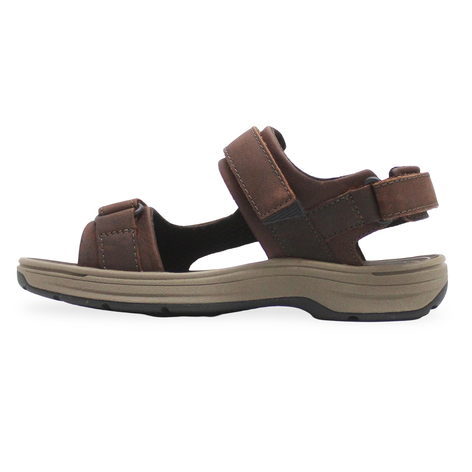 Clarks Saltway Edge Leather Mens Sandals#color_dark brown