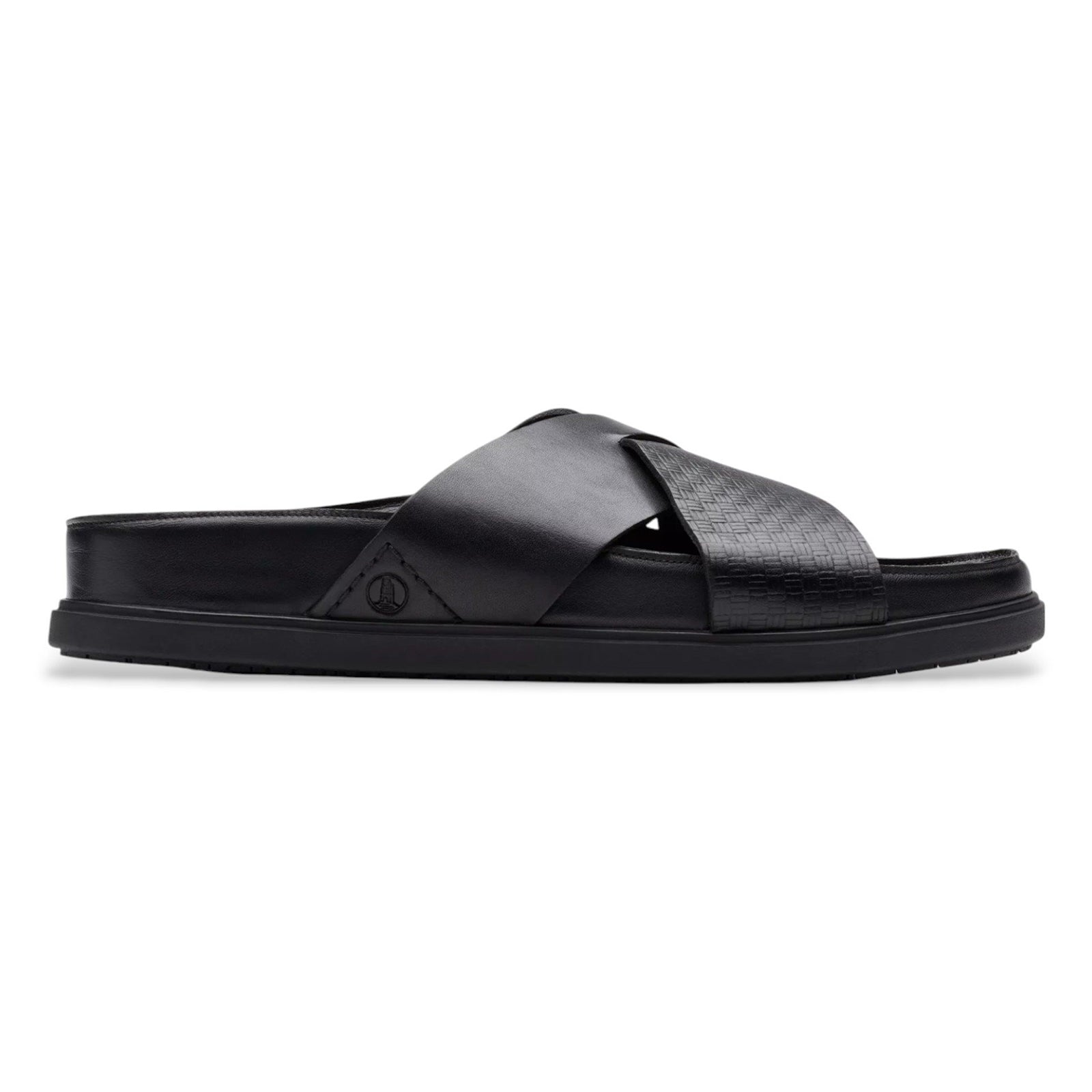 Clarks Torford Cross Leather Mens Sandals#color_black