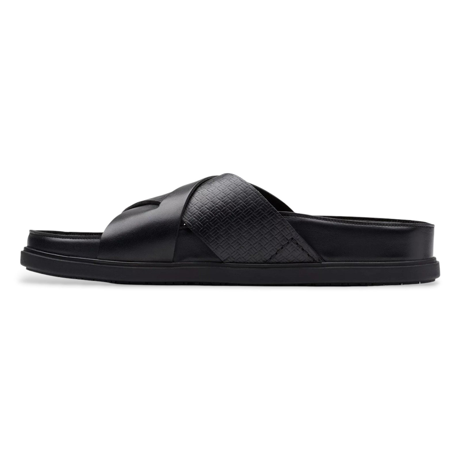 Clarks Torford Cross Leather Mens Sandals#color_black
